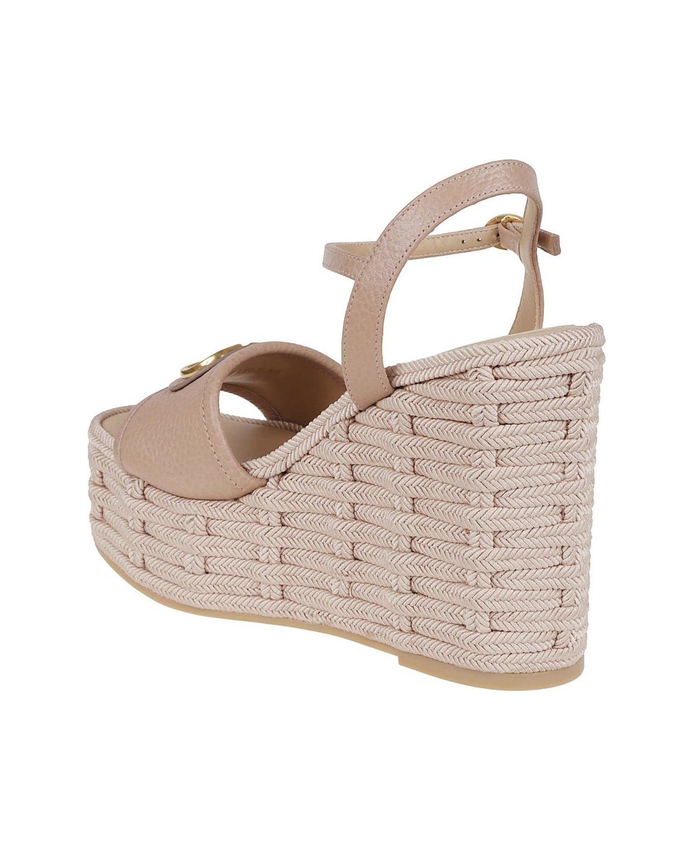 Valentino Garavani Vlogo Signature Open Toe Wedge Sandals - PINK