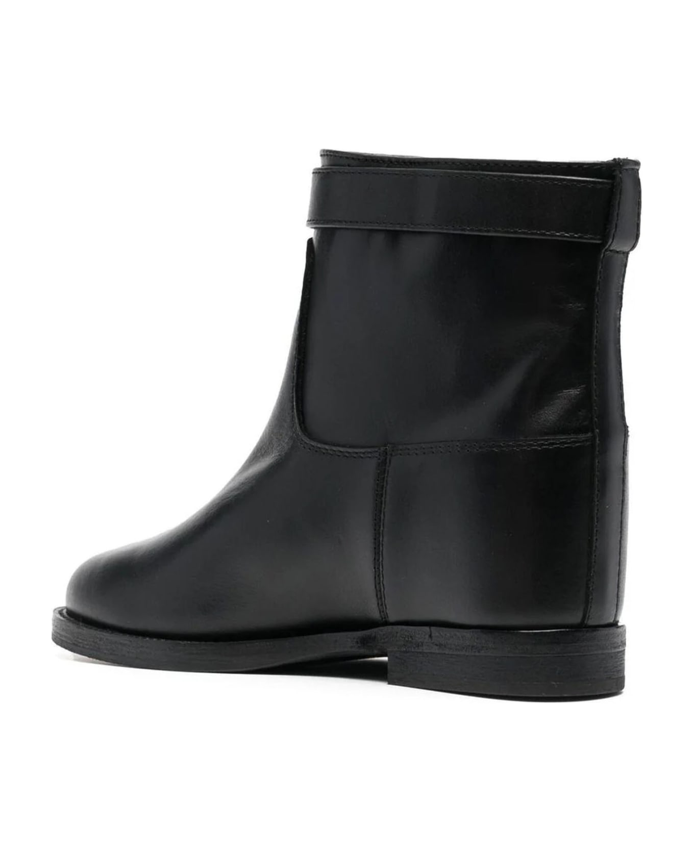 Via Roma 15 Black Calf Leather Ankle Boots - Nero