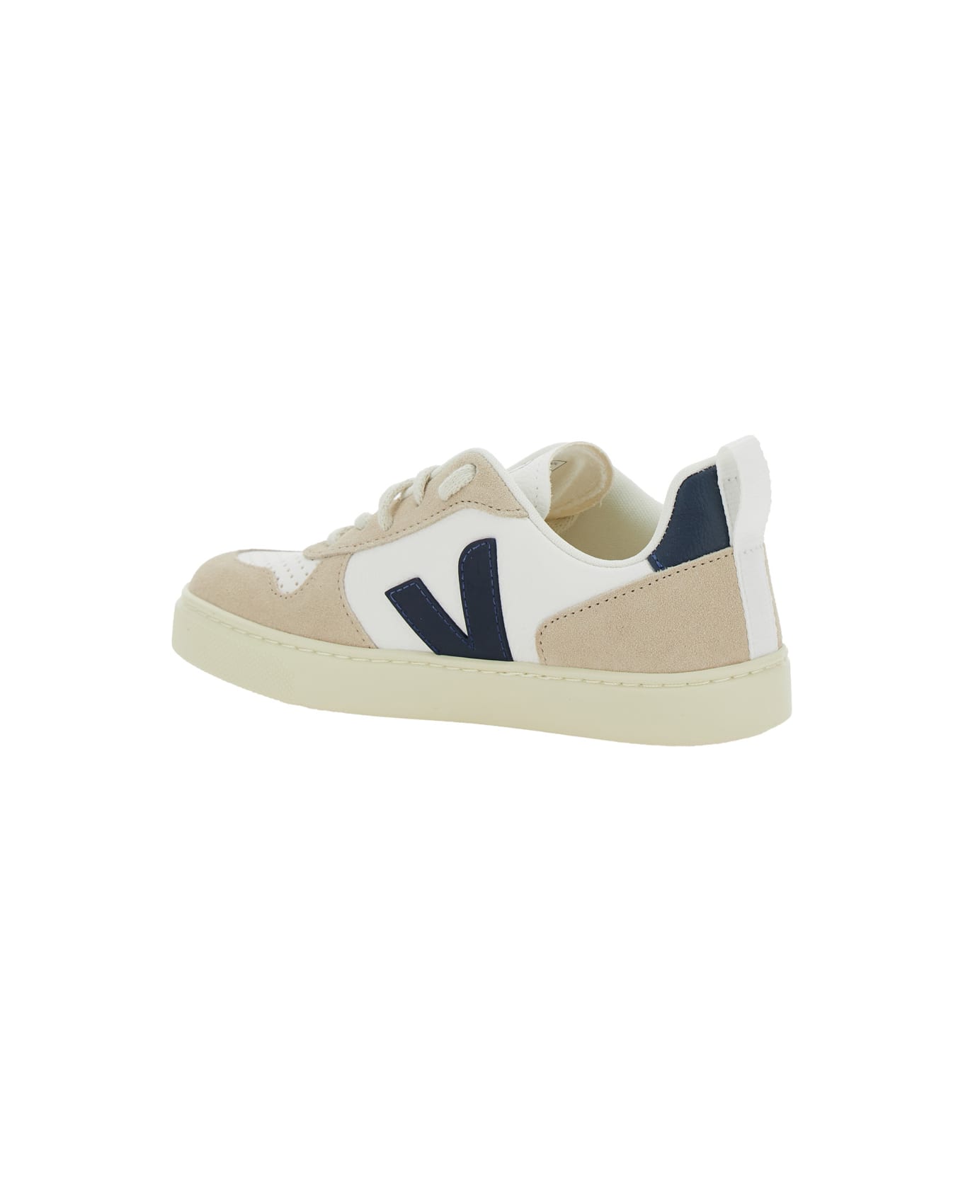 Veja 
v-10
 Sneaker With Suede Inserts In Faux Leather Boy - White