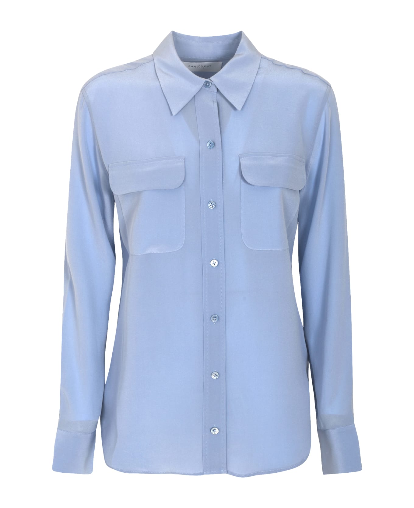 Equipment Round Hem Patched Pocket Plain Shirt - Forever Blue シャツ