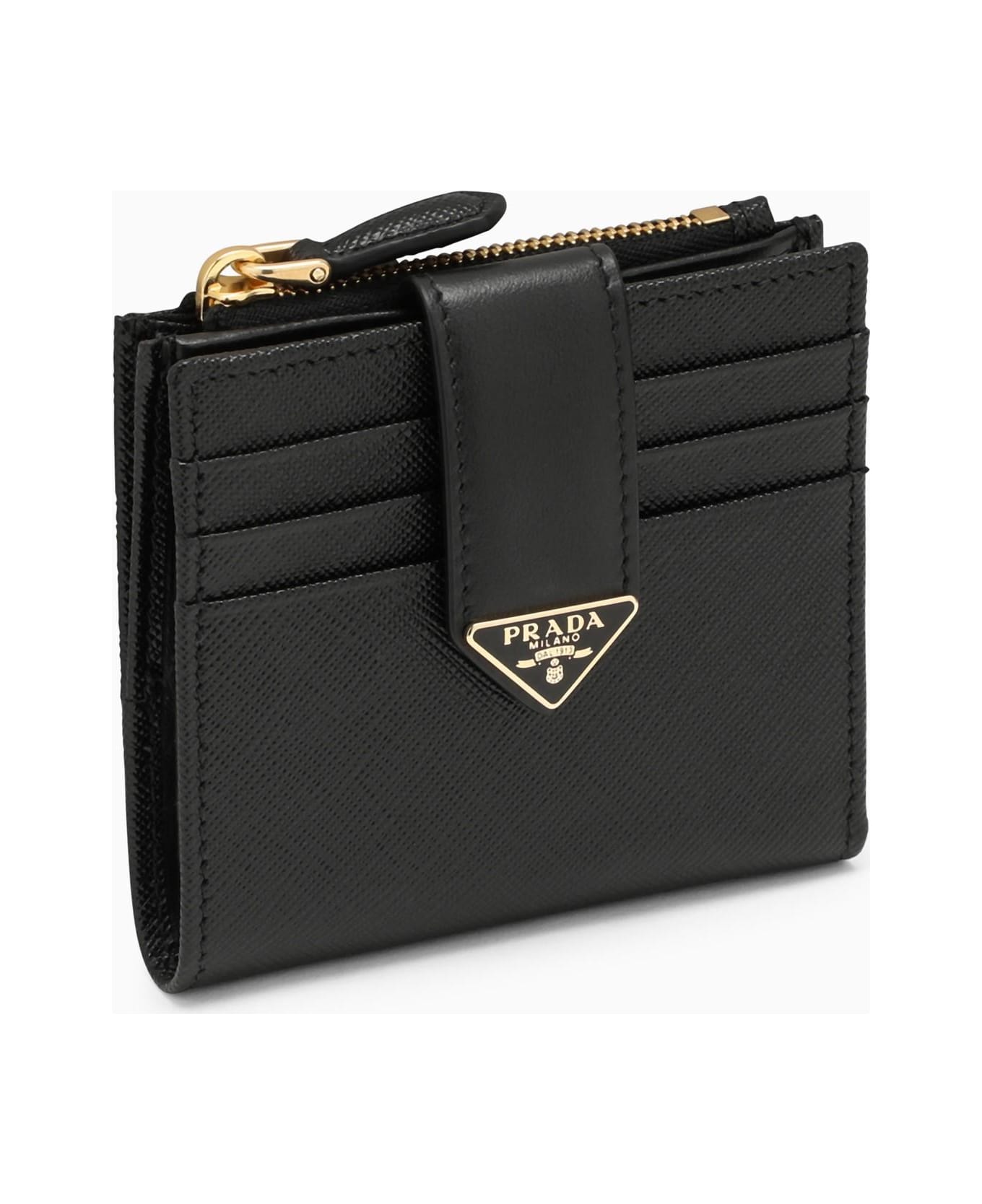 Prada Small Black Wallet In Saffiano - F0002