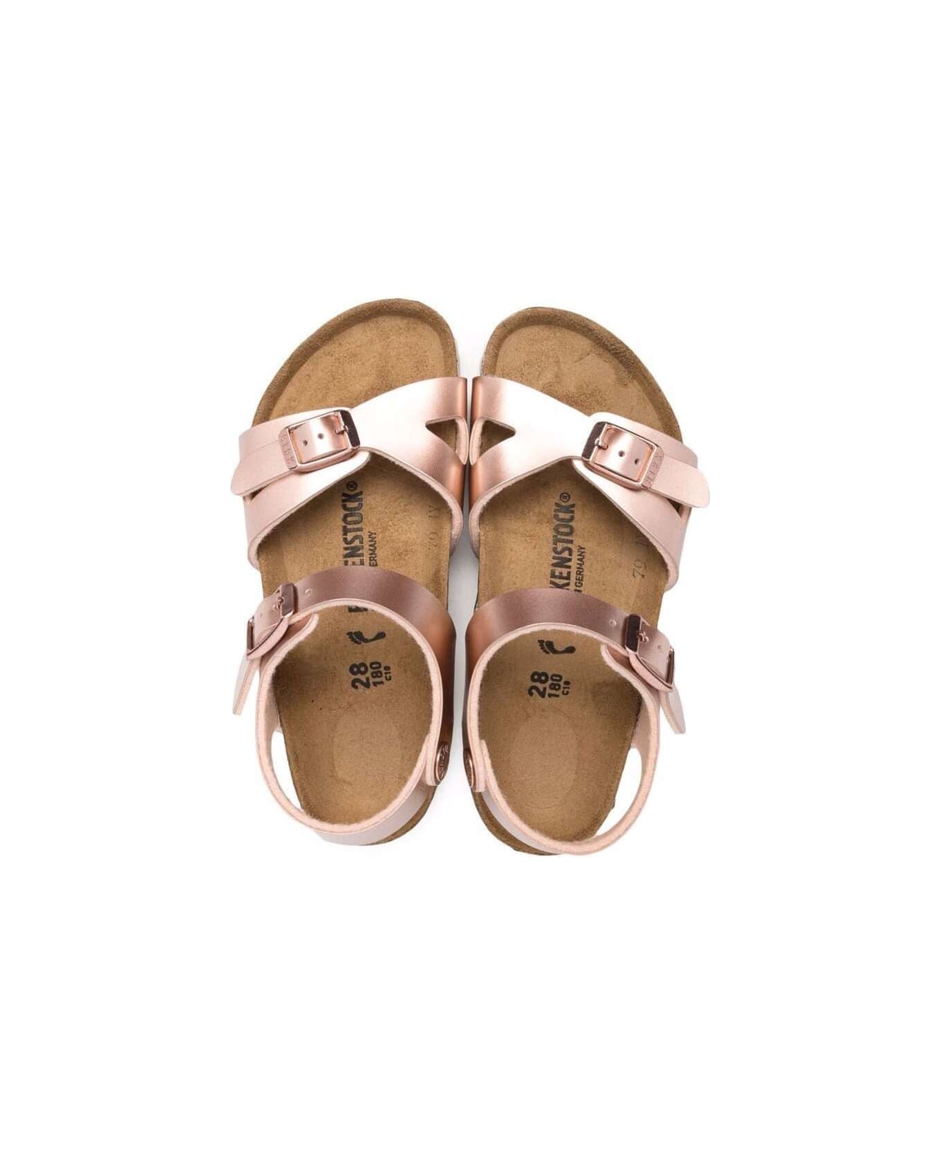 Birkenstock Kids Girl's Rio Electric Pink Leather Sandals - Pink