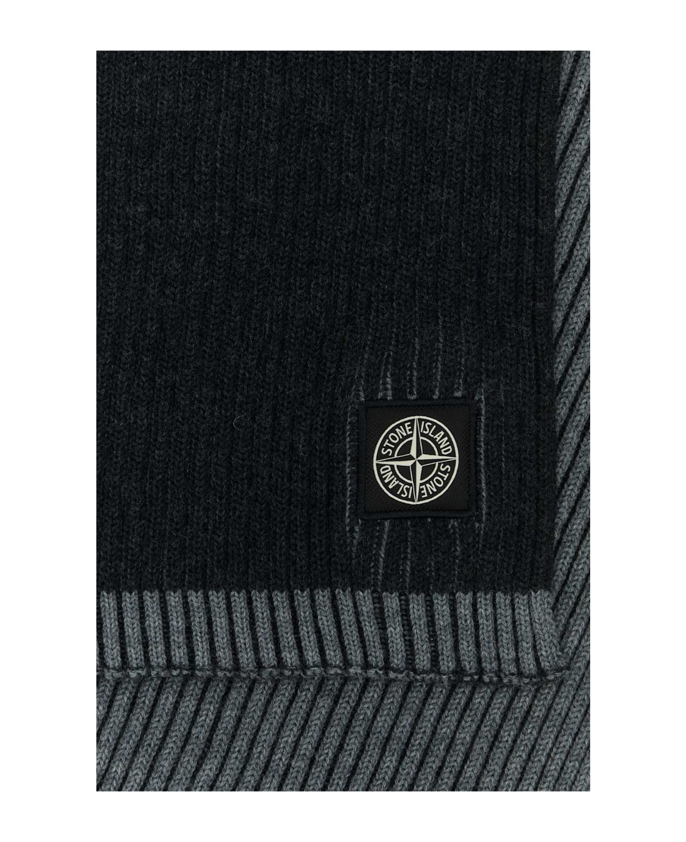 Stone Island Dark Grey Wool Scarf - MELCHA