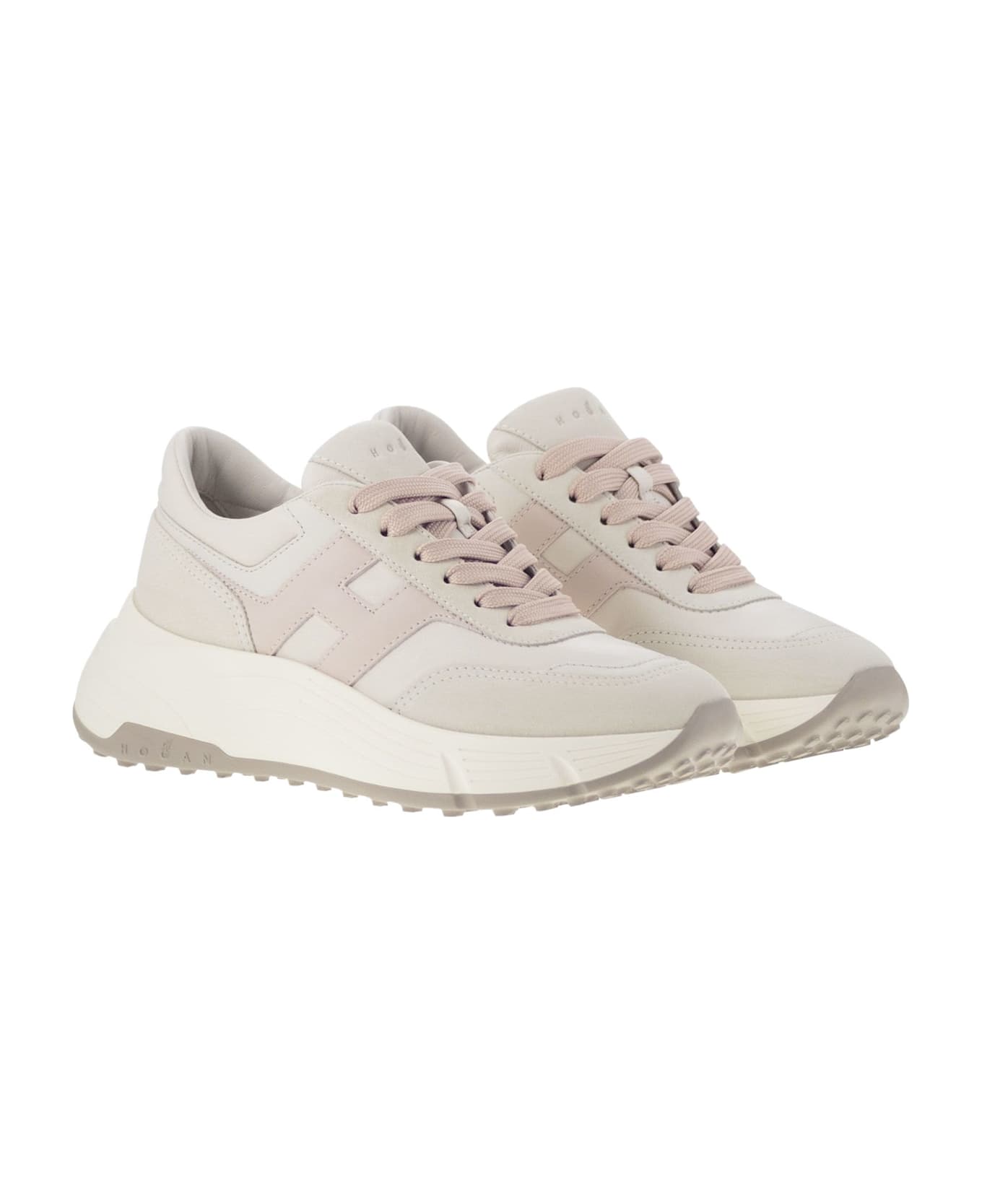 Hogan Hi-fi Trainers With Side H - White/pink