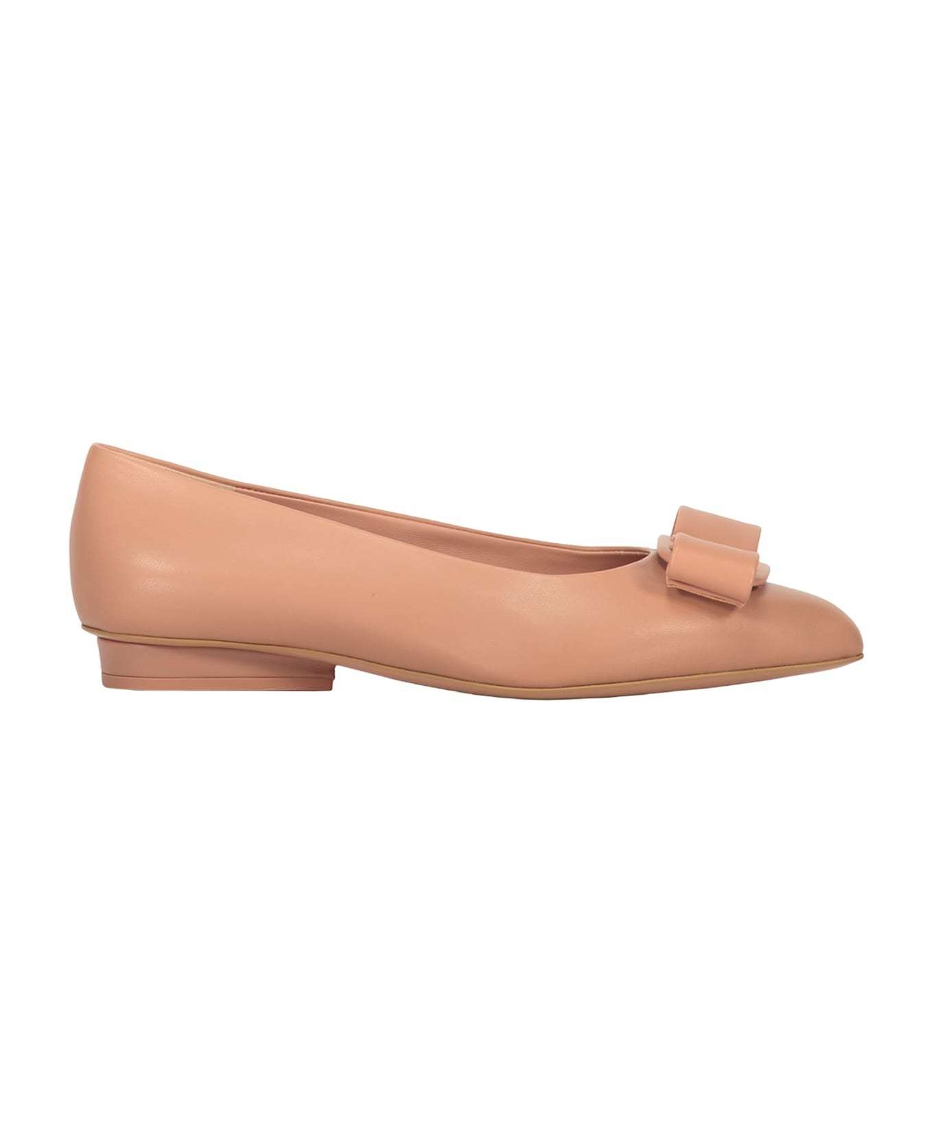 Ferragamo Leather Ballet Flats With Logo - Pink