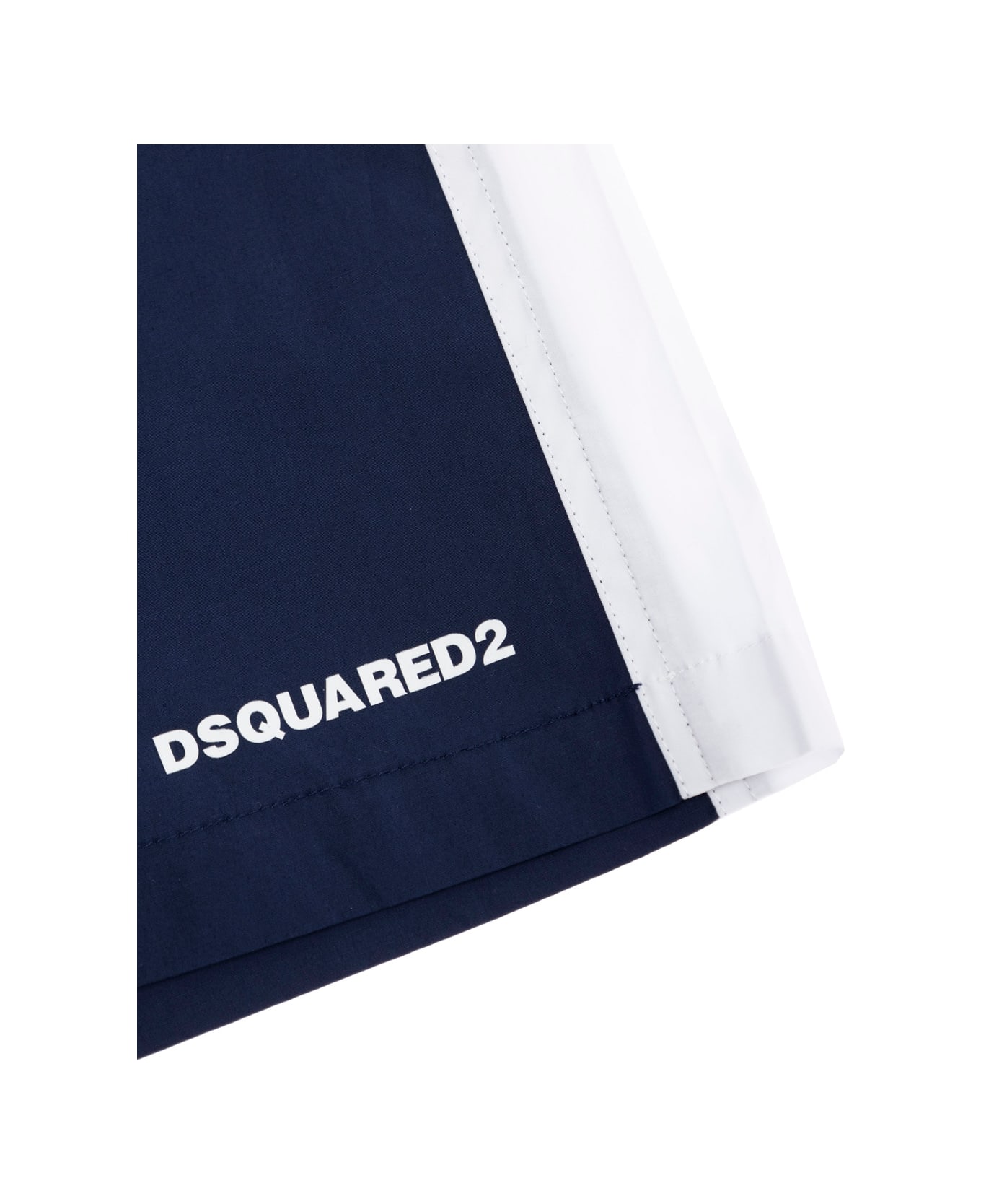 Dsquared2 Blue Shorts With Elastic Waist And Logo Lettering On The Front In Cotton Stretch Boy - Blu