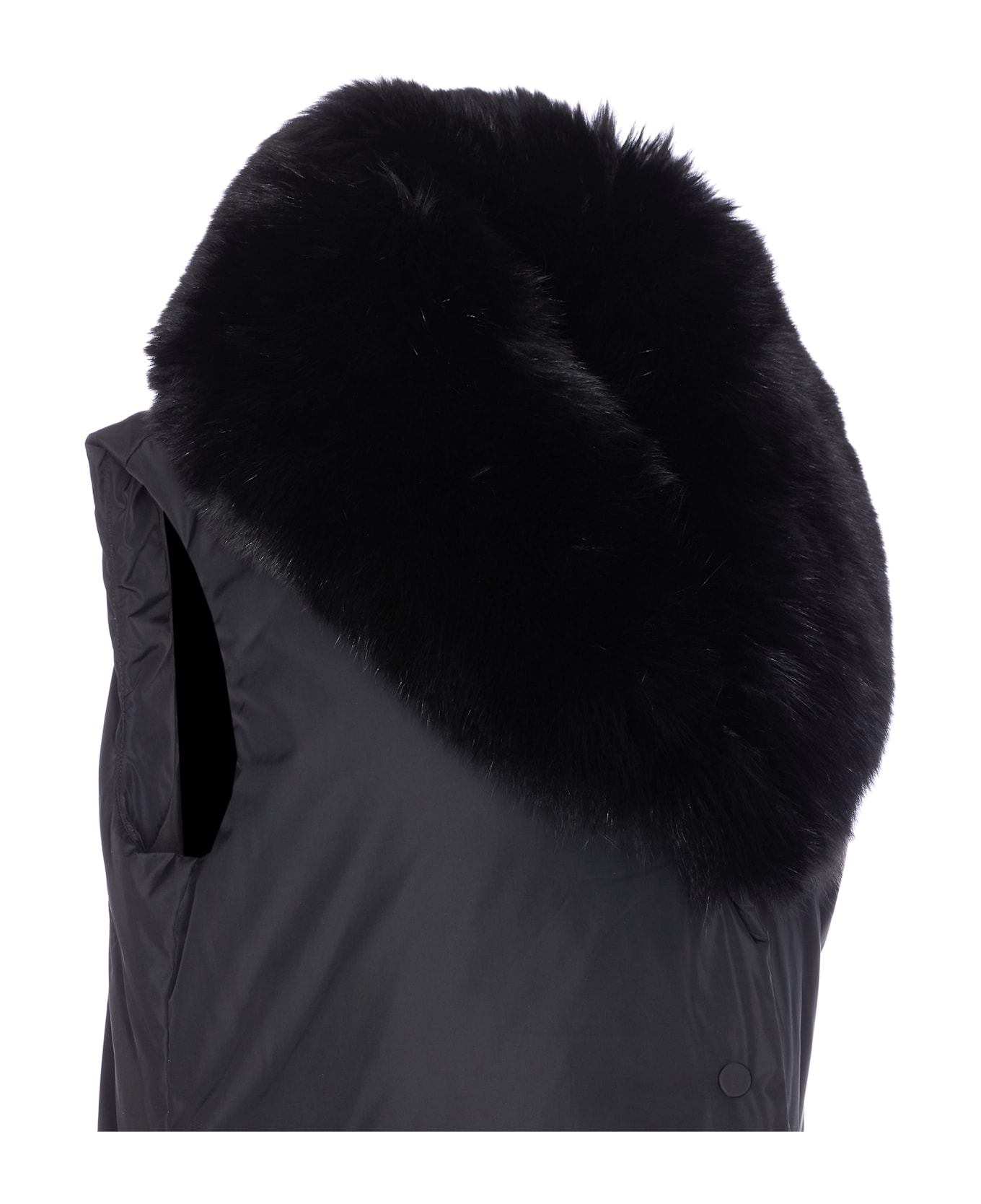 Yves Salomon Fur Detail Padded Vest - Black