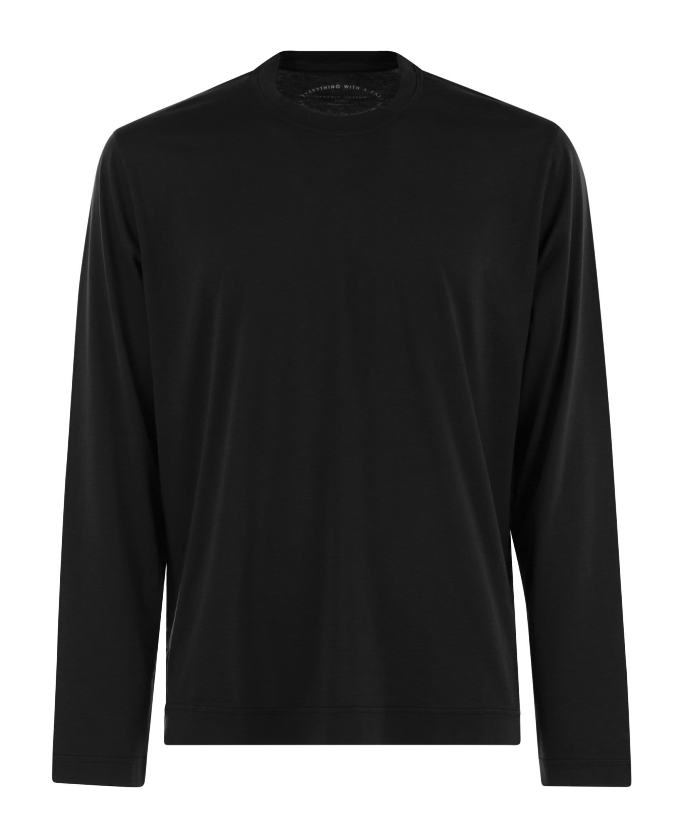 Fedeli Extreme Long-sleeved Giza Cotton T-shirt - Black