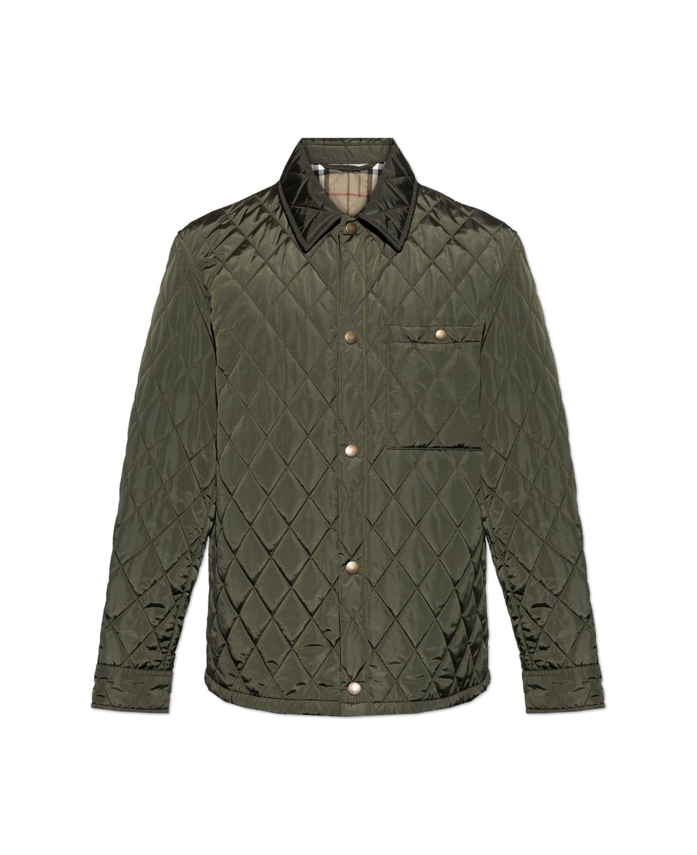 Burberry Olive Green Nylon Jacket - SHALE