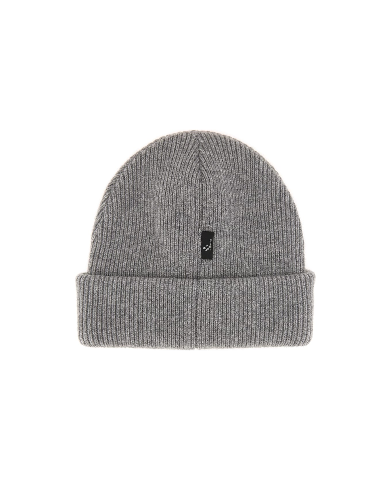 Moncler Grenoble Beanie Hat With Logo - GREY