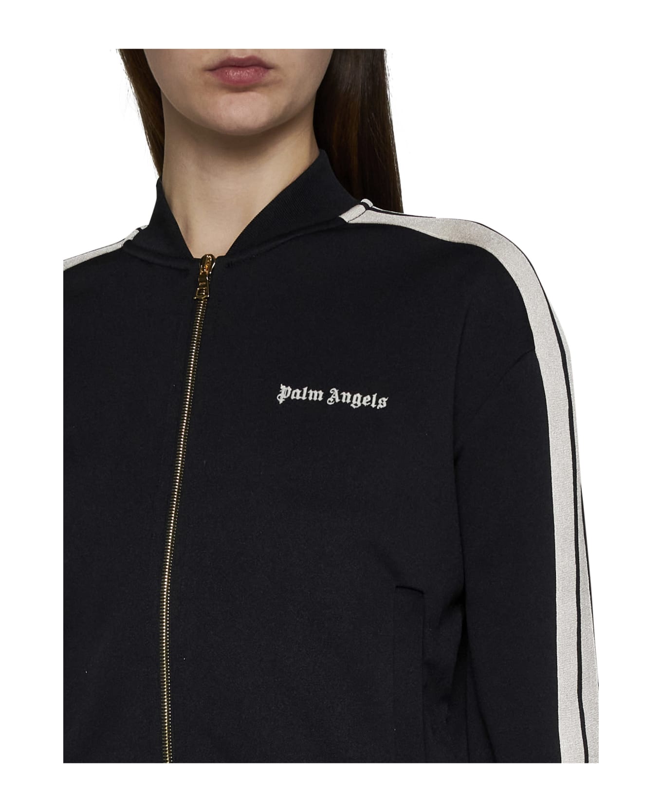 Palm Angels Sweatshirt With Logo - Black ジャケット