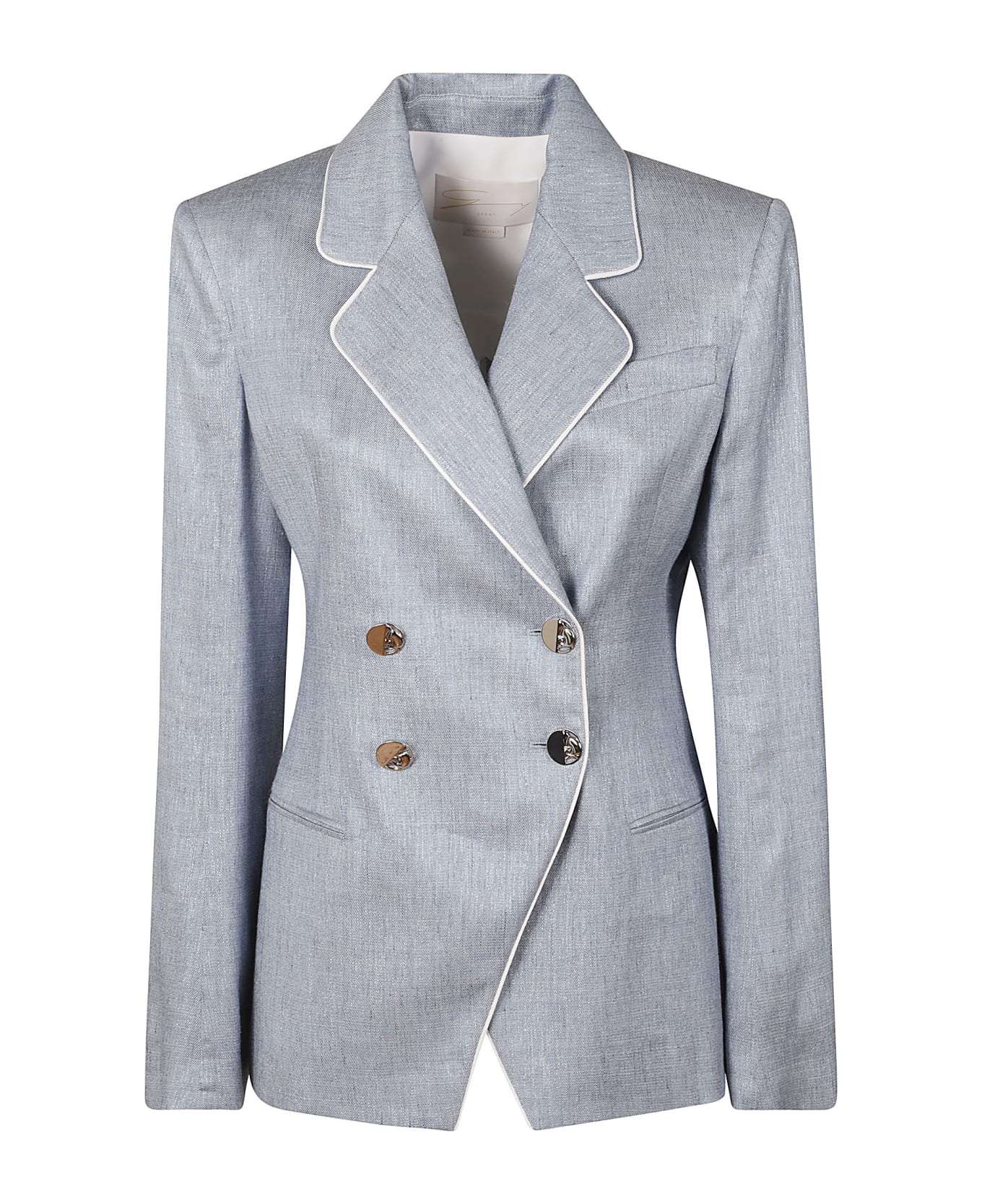 Genny Jacquard Double-breasted Dinner Jacket - Blue