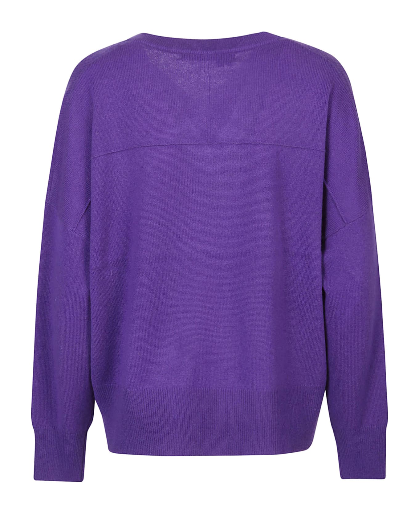 360Cashmere Camille High Low Boxy V Neck Sweater - Amethyst