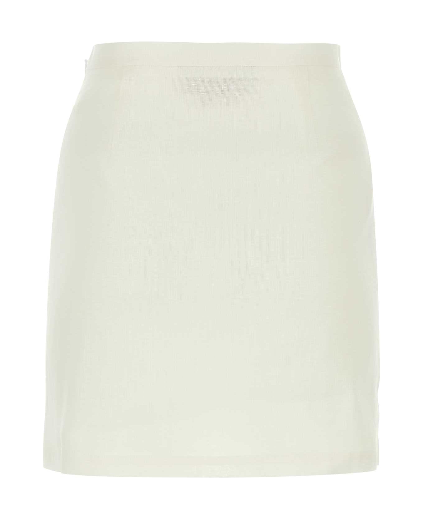 Marni Ivory Linen Blend Mini Skirt - 00W04 スカート