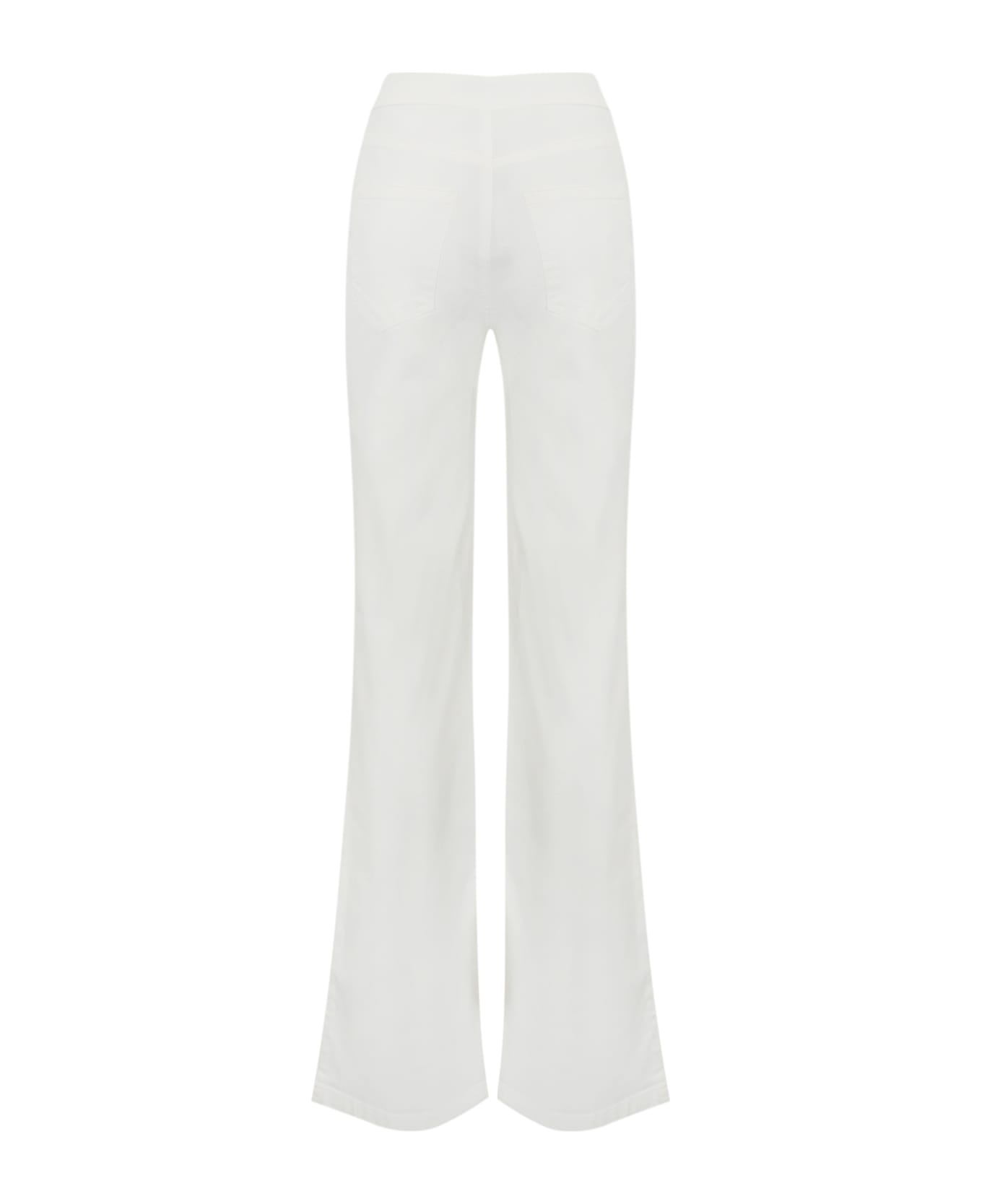 TwinSet Wide Leg Trousers In White Denim - NEVE