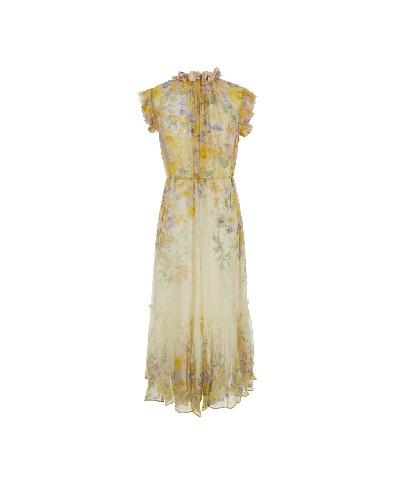 Zimmermann Yellow Long Dress With Floral Print In Viscose Woman - Yellow
