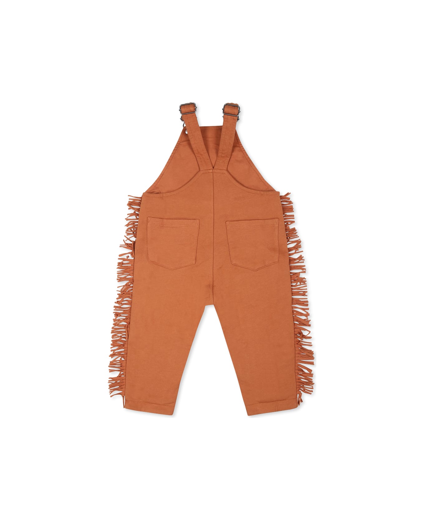 Stella McCartney Kids Brown Dungarees For Newborns With Crotch And Fringes - Brown