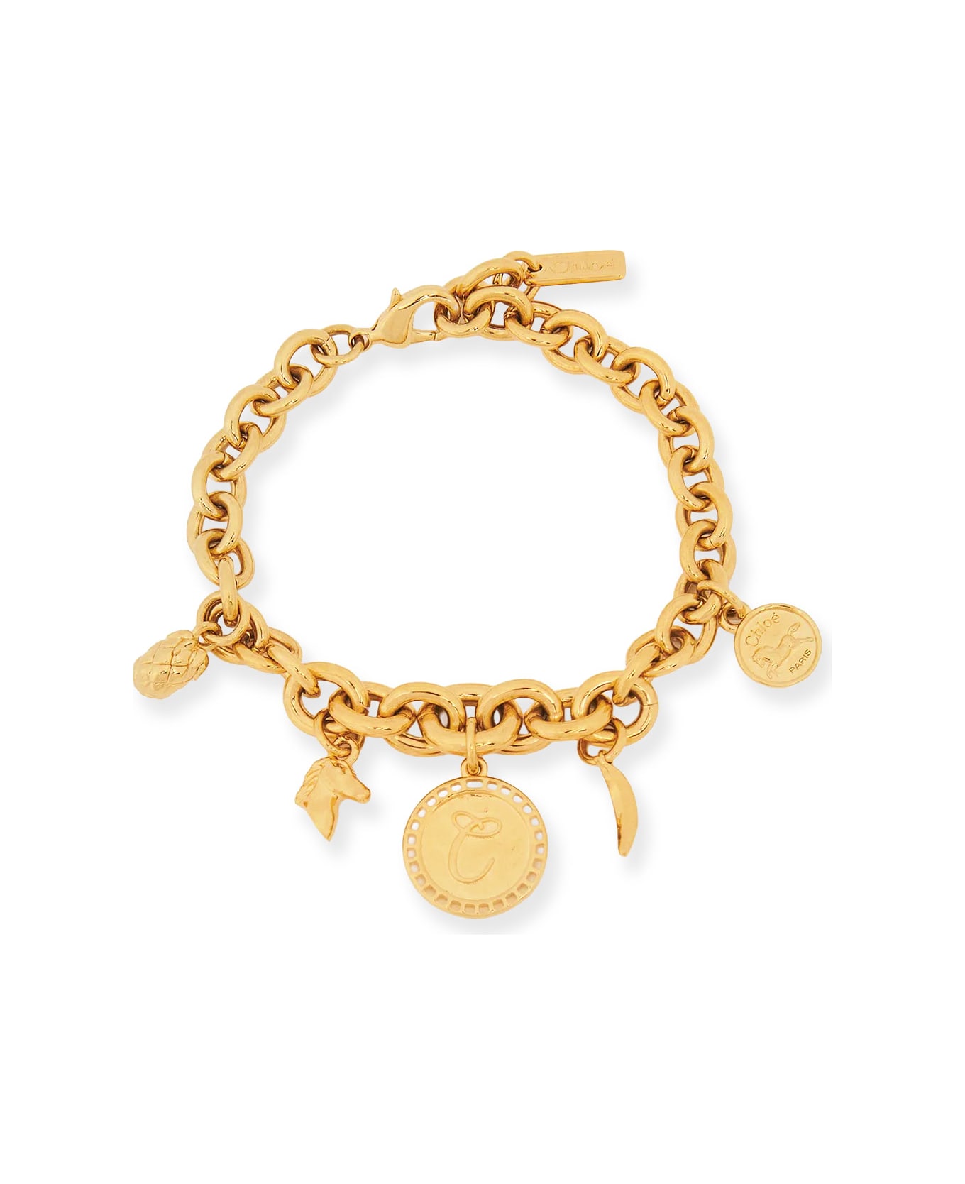 Chloé Brass Bracelet With Charms - Vintage Gold
