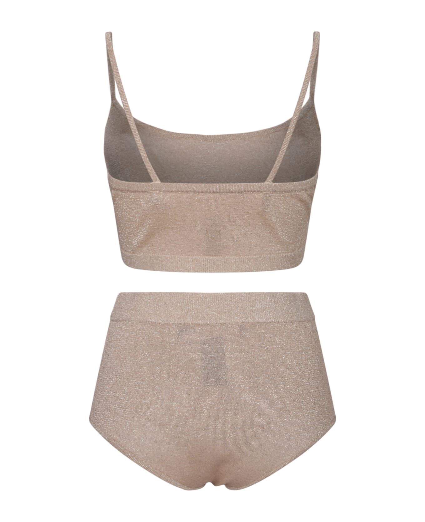 Federica Tosi Set Knit Gold- Top And Trousers Sand Color - Metallic