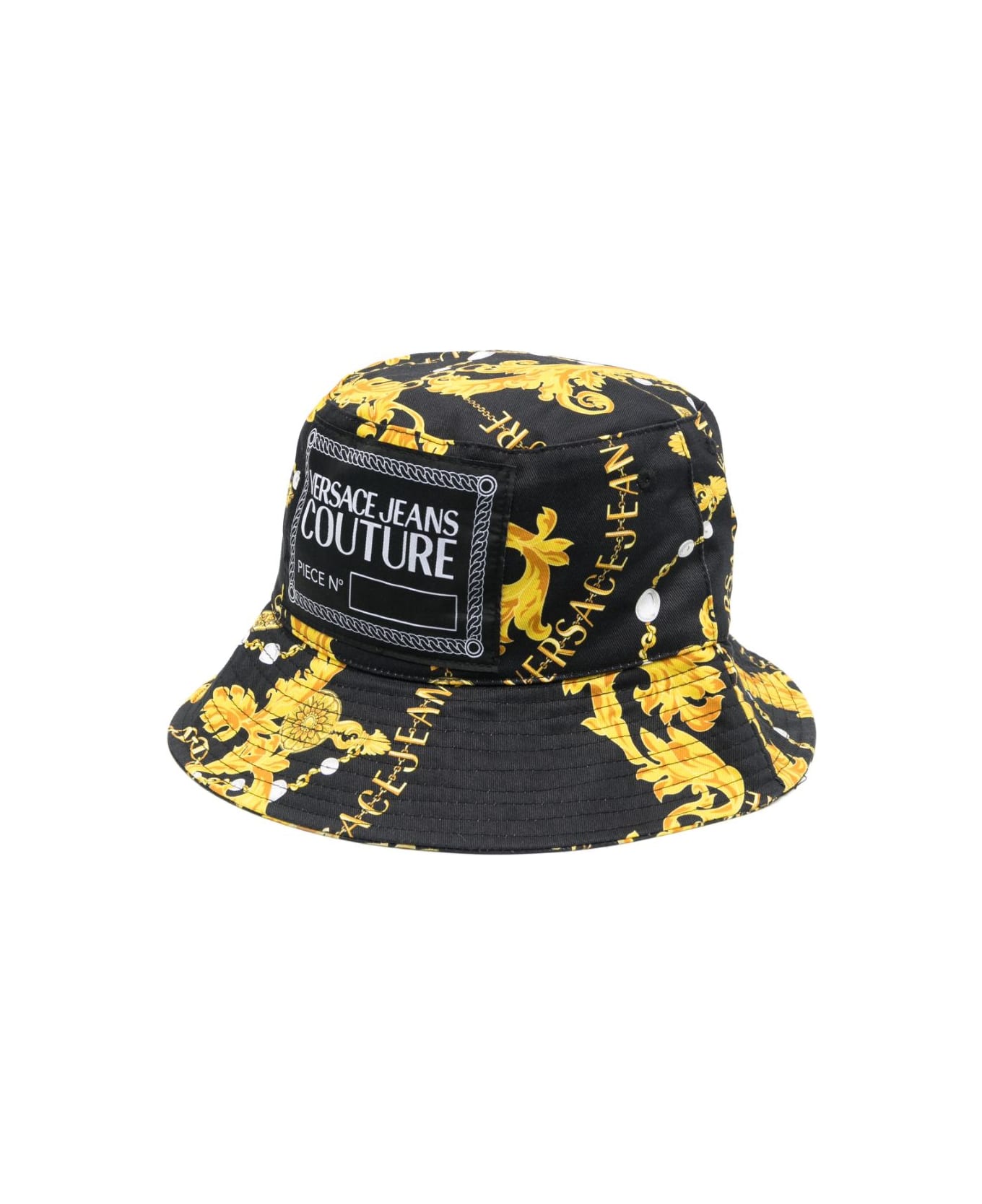 Versace Jeans Couture Printed Chain Bucket Hat - Black Gold