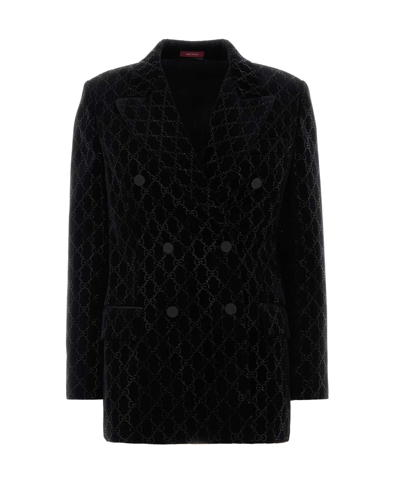 Gucci Black Stretch Velvet Blazer - Black