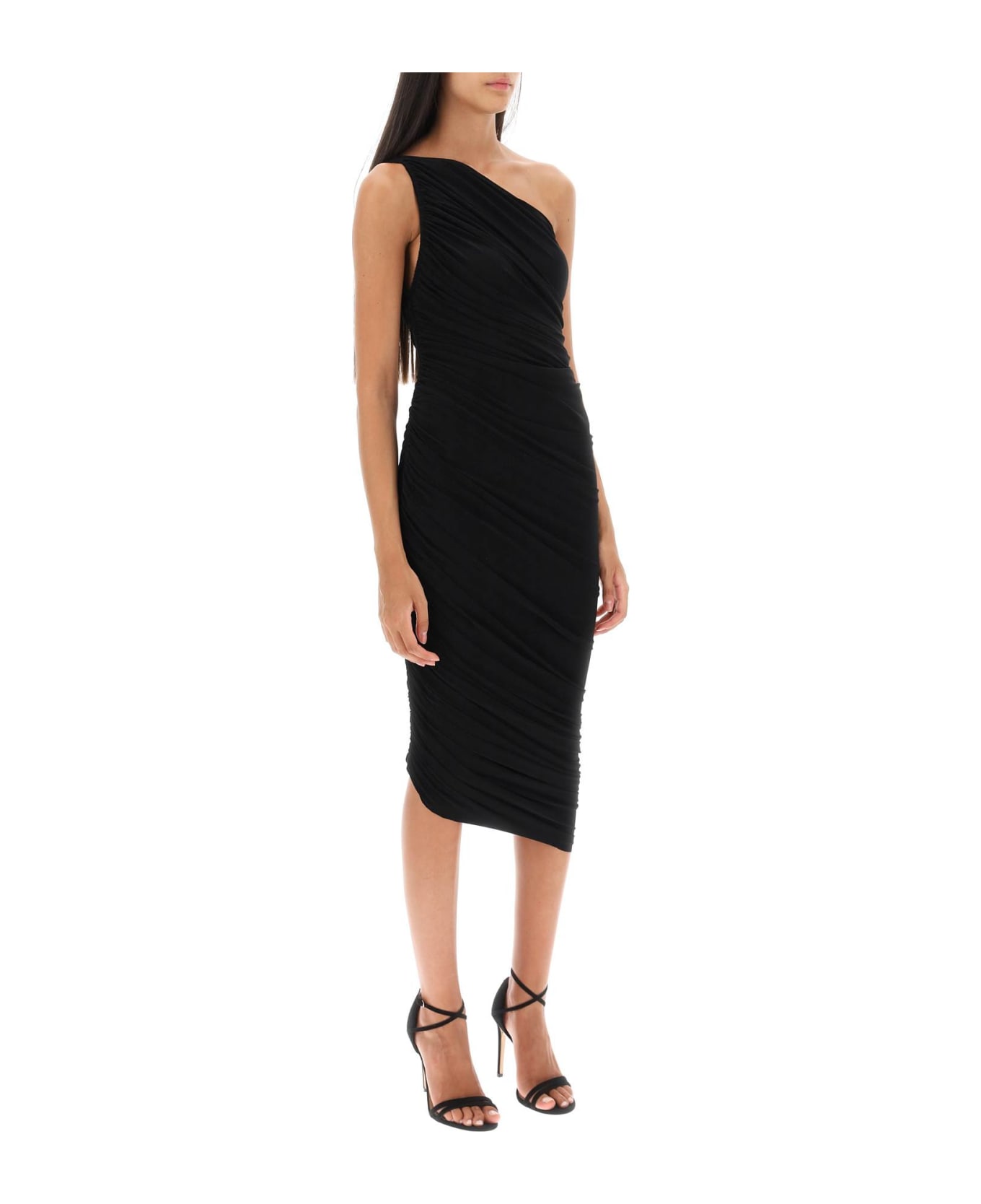 Norma Kamali 'diana' Ruched One-shoulder Dress - BLACK (Black)