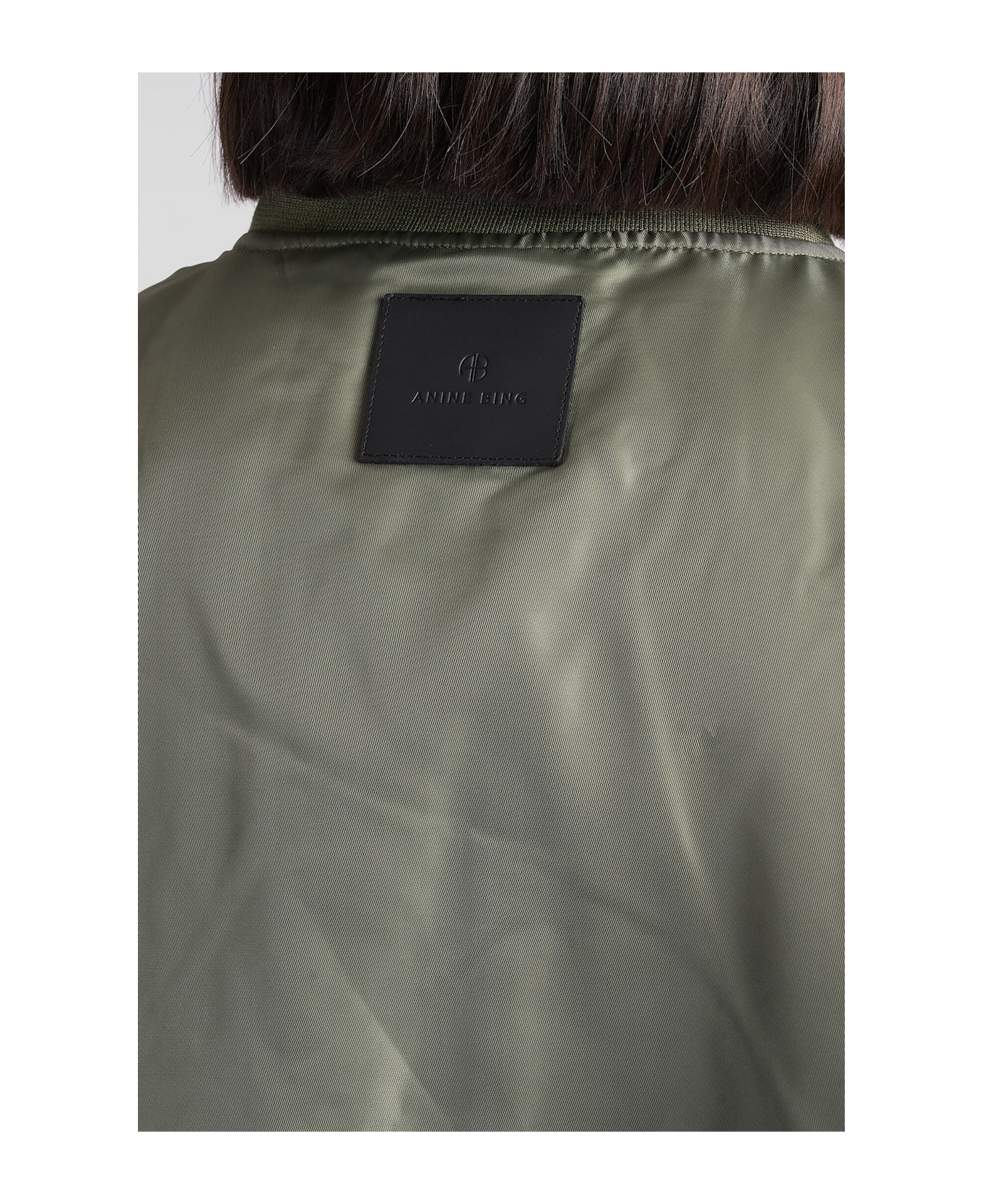 Anine Bing Leon Bomber In Green Polyester - ARMY GREEN