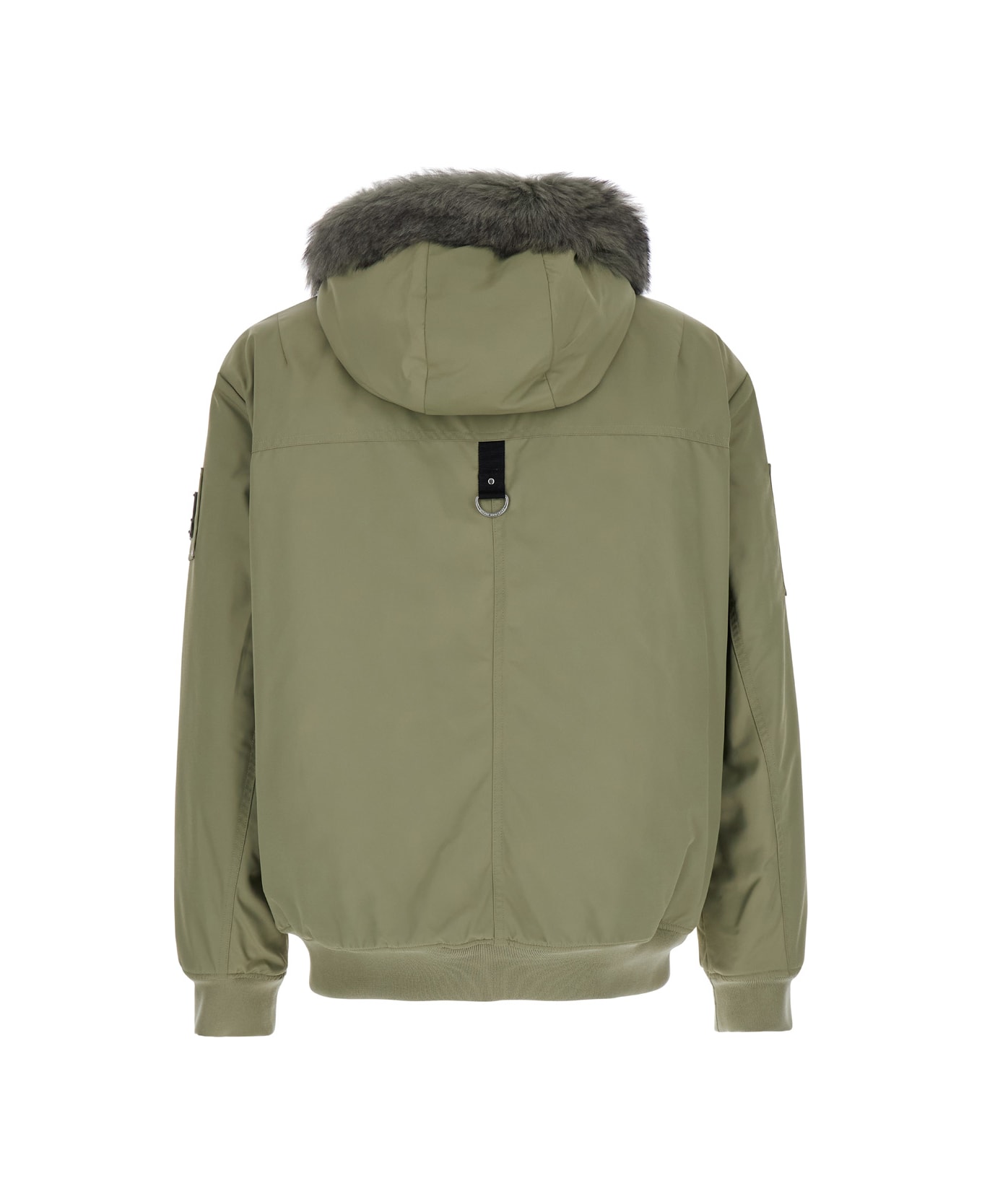 Moose Knuckles 'denali' Green Bomber Jacket With Hood And Logo Patch On The Sleeve In Tech Fabric Woman - Green