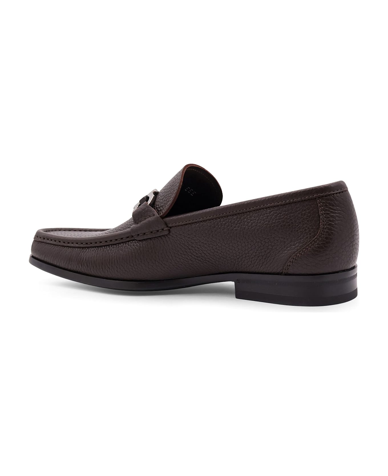Ferragamo Grandioso Leather Loafer With Gancini Detail - Brown