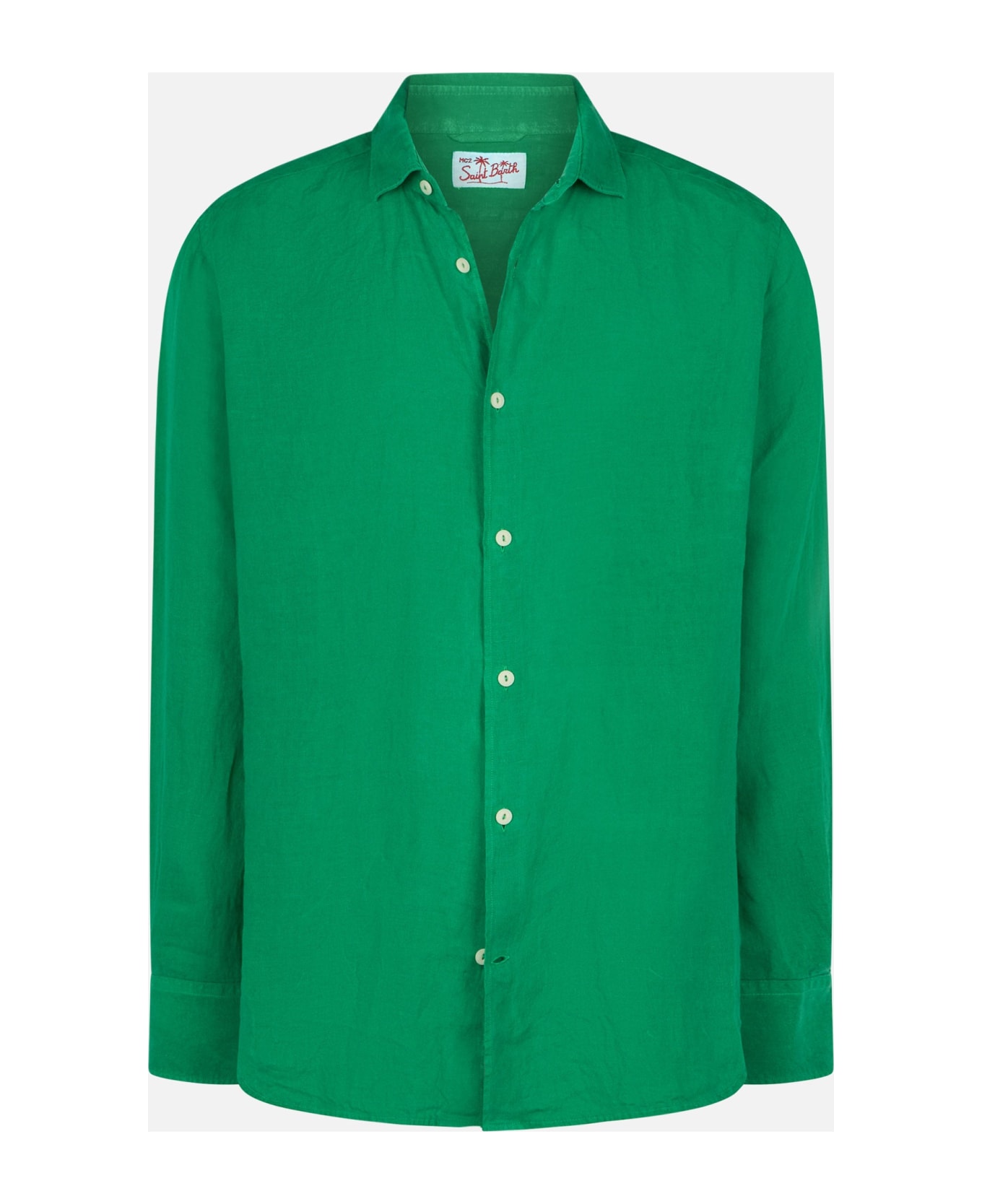MC2 Saint Barth Man Green Linen Shirt Pamplona - GREEN