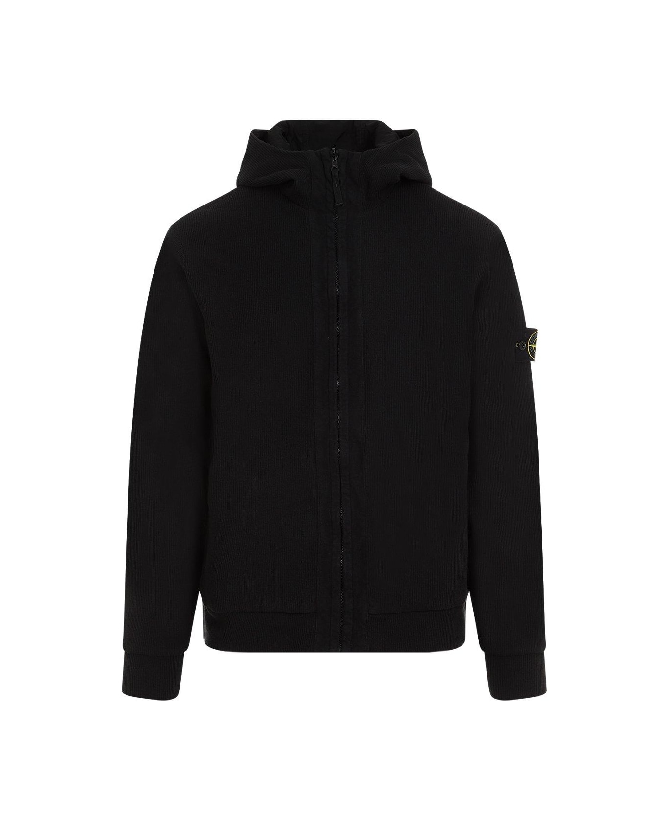 Stone Island Zipped Reversible Hooded Jacket - BLACK