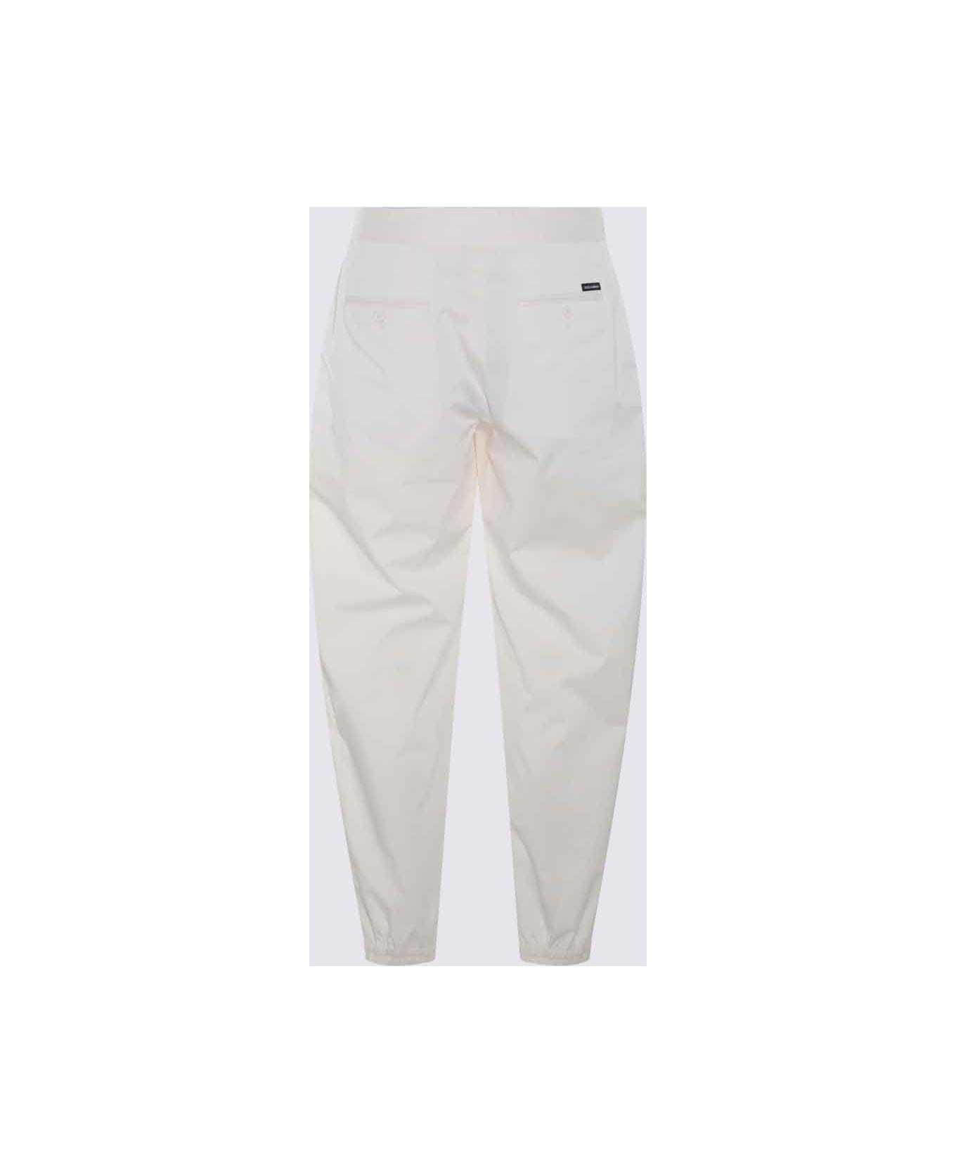 Dolce & Gabbana Cream Cotton Pants - White スウェットパンツ
