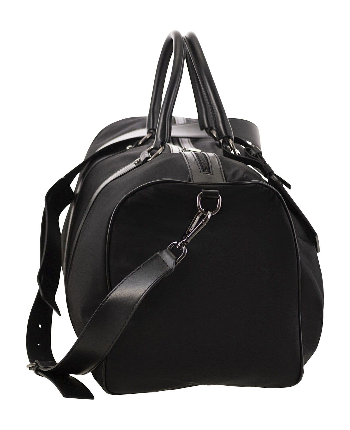 Kiton Duffel Bag With Leather Inserts - Black