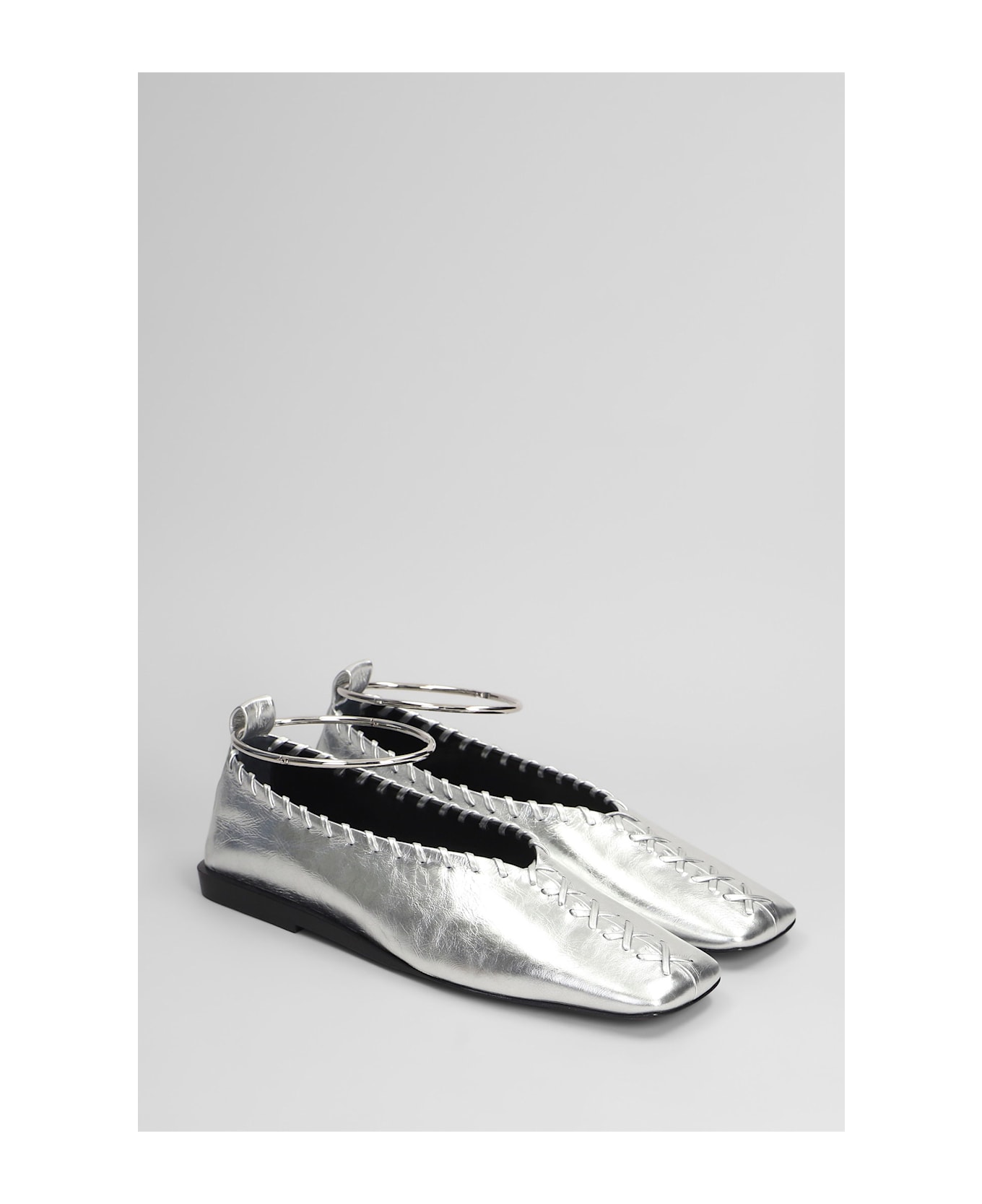 Jil Sander Ballet Flats In Silver Leather - silver