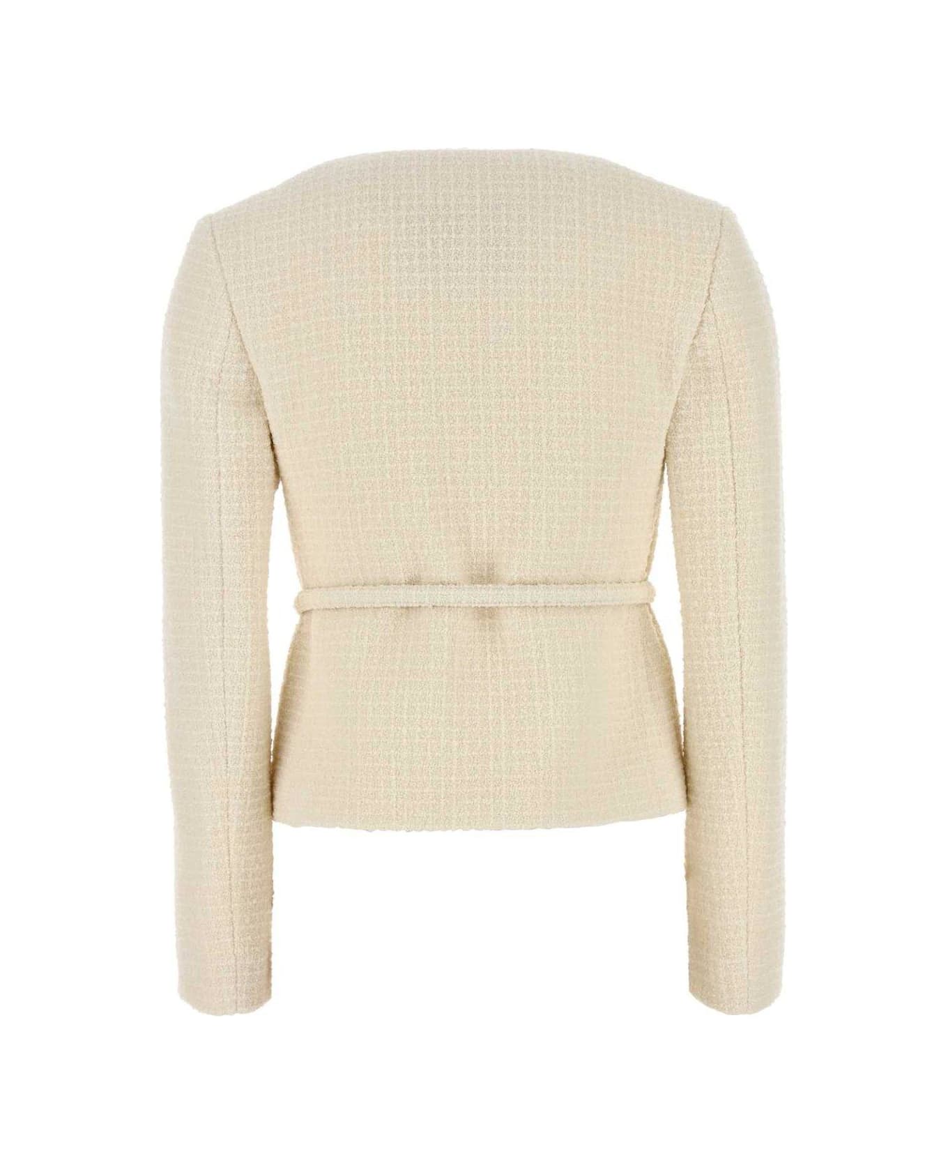 Gucci V-neck Damier Bouclé Jacket - IVORY