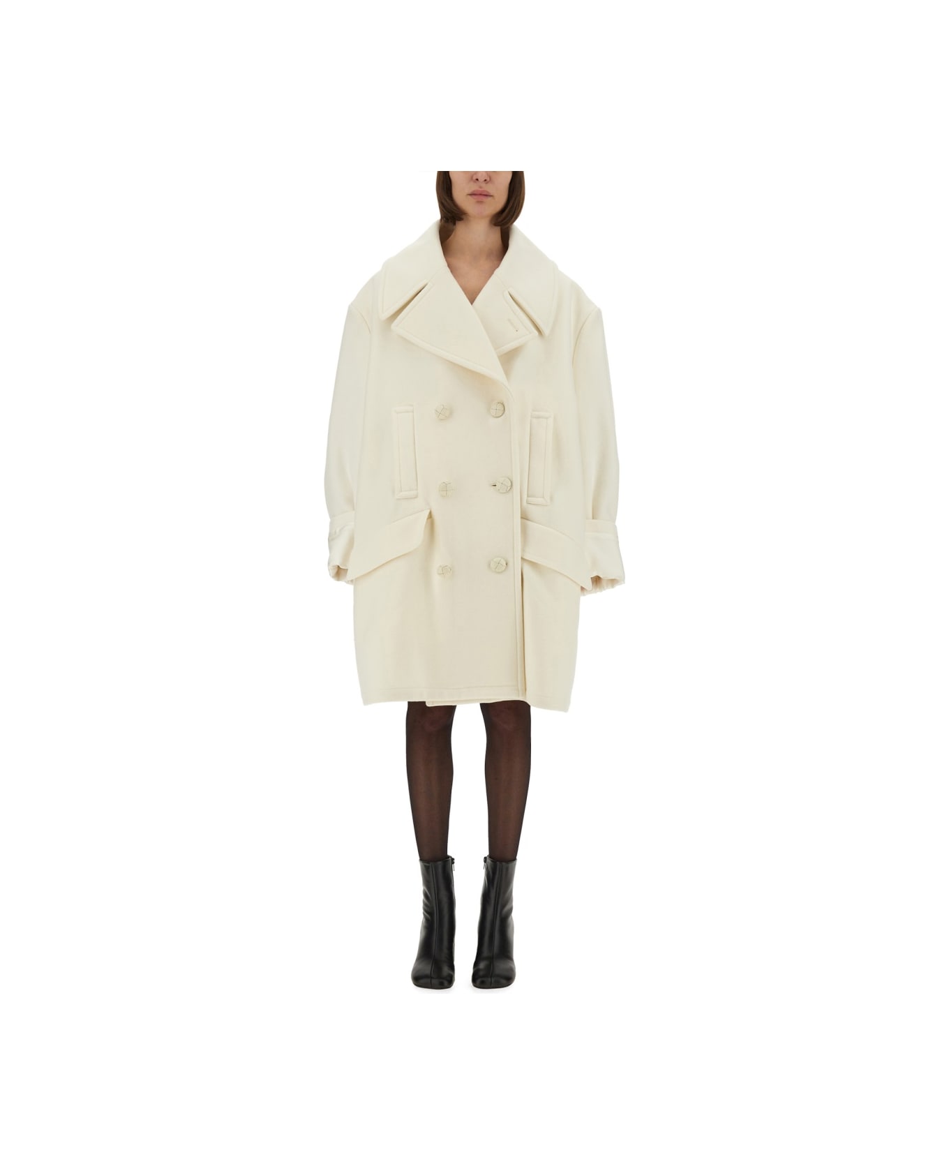 MM6 Maison Margiela Wool Coat - WHITE