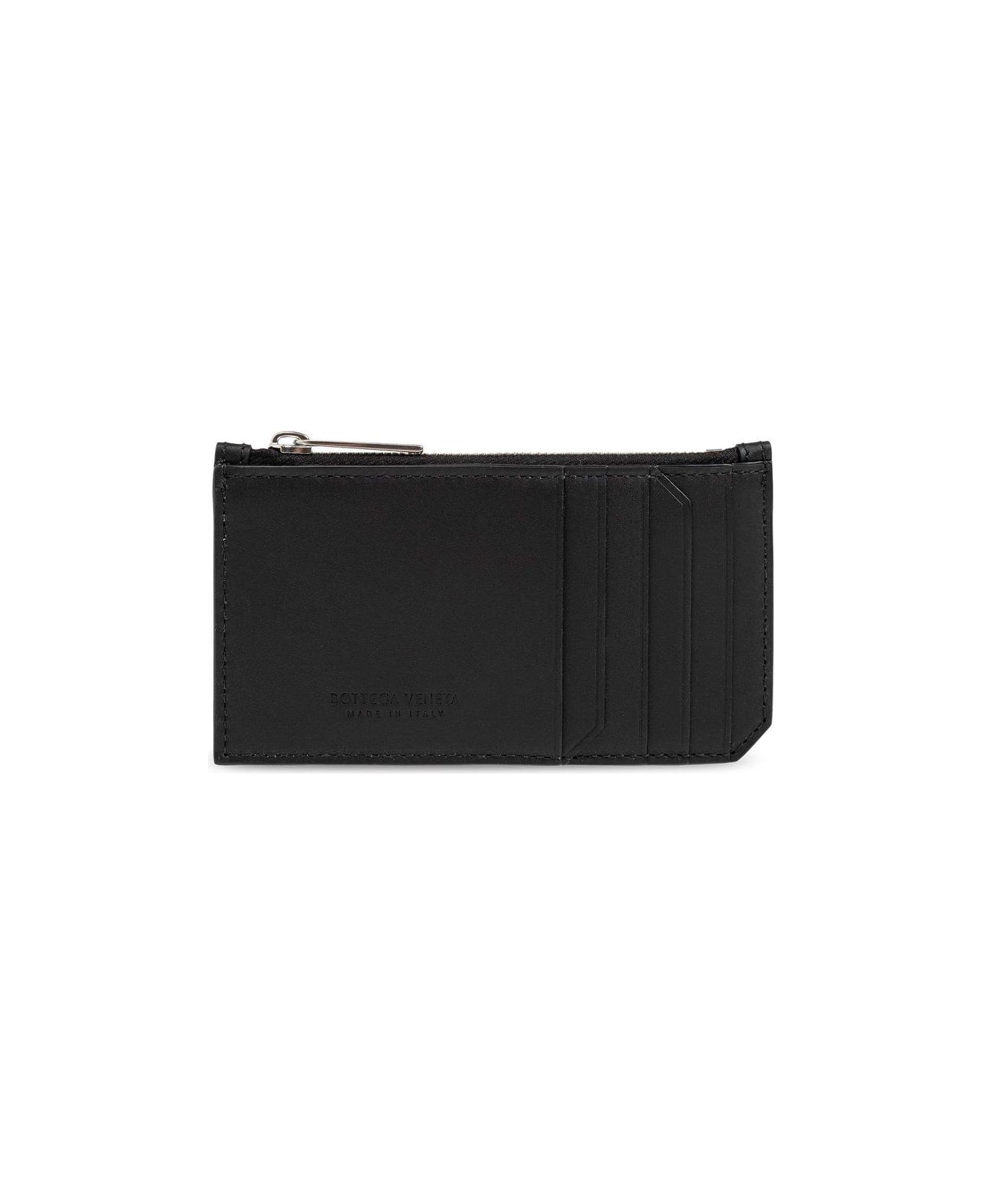 Bottega Veneta Intreccio Zipped Wallet - BLACKSILVER