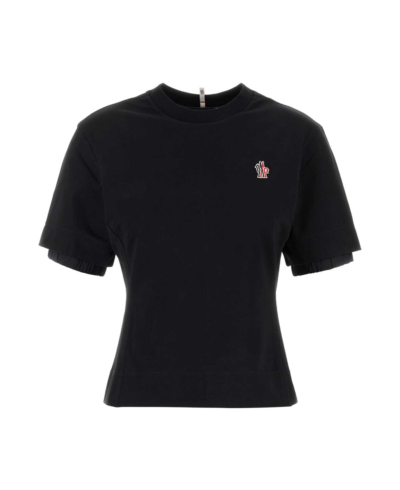 Moncler Grenoble Black Stretch Cotton T-shirt - 999