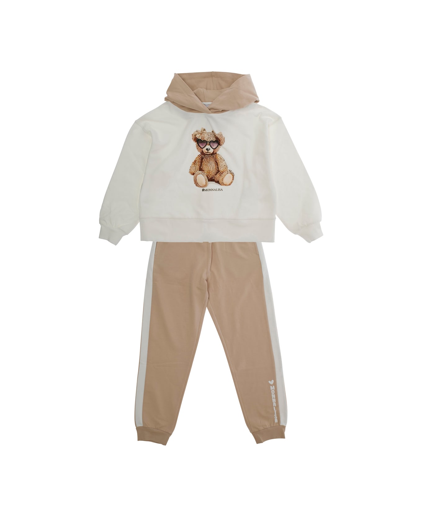 Monnalisa Multicolor Tracksuit With Logo Print On The Front In Cotton Stretch Baby - Multicolor