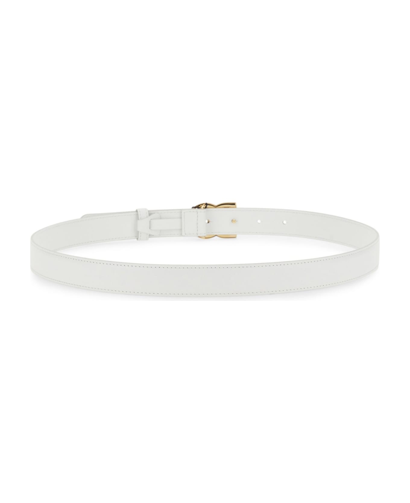 Dolce & Gabbana Belt In Calfskin With Crossed Dg Logo - Optical White ベルト