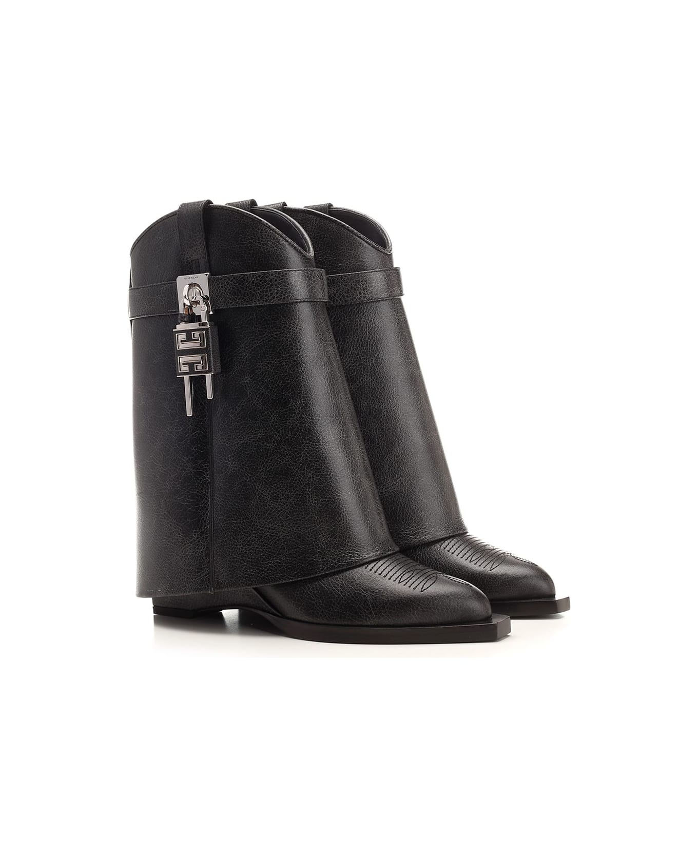 Givenchy 
shark Lock Cowboy
 Ankle Boots - Black