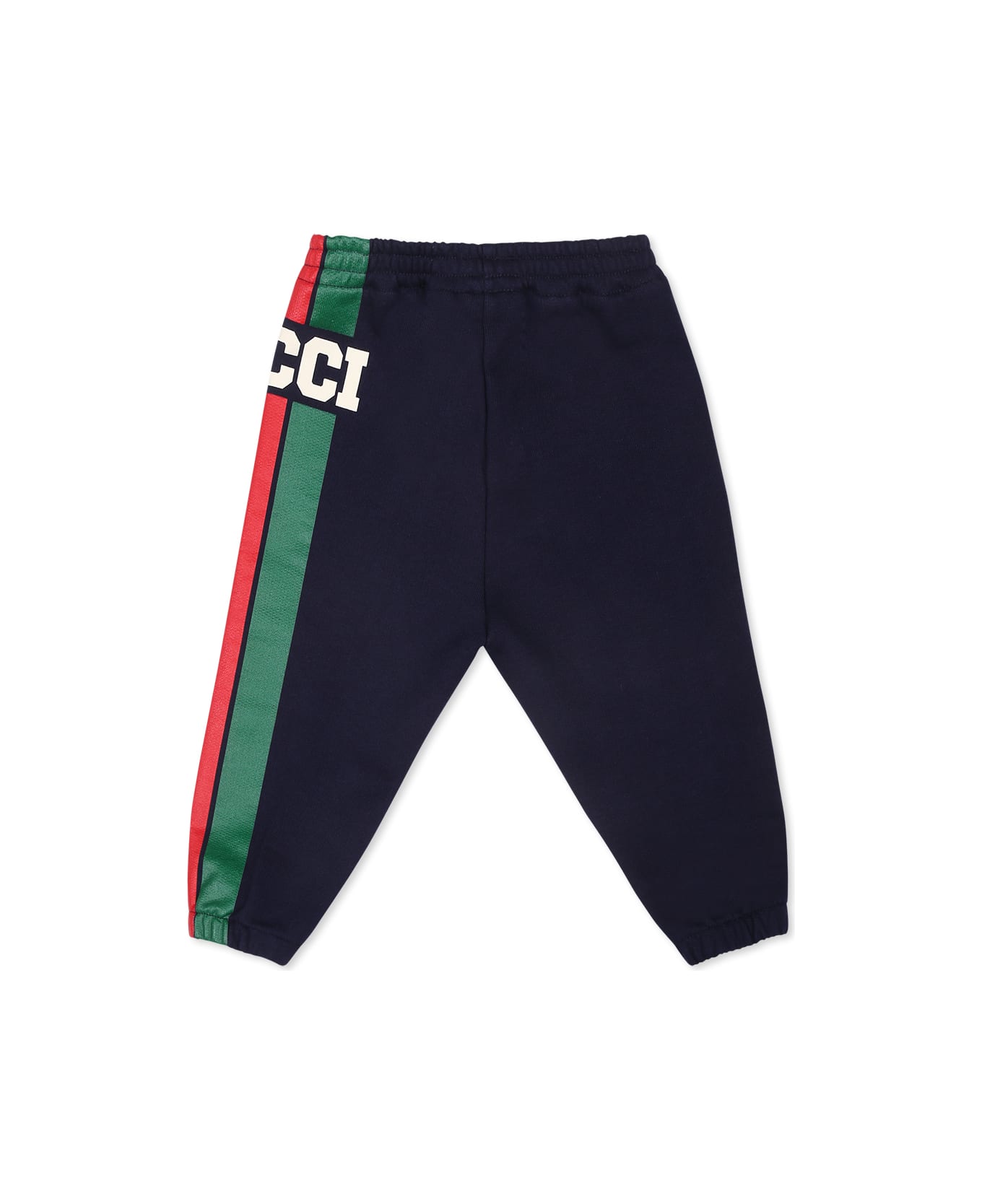 Gucci Blue Trousers For Baby Boy With Logo - Blue