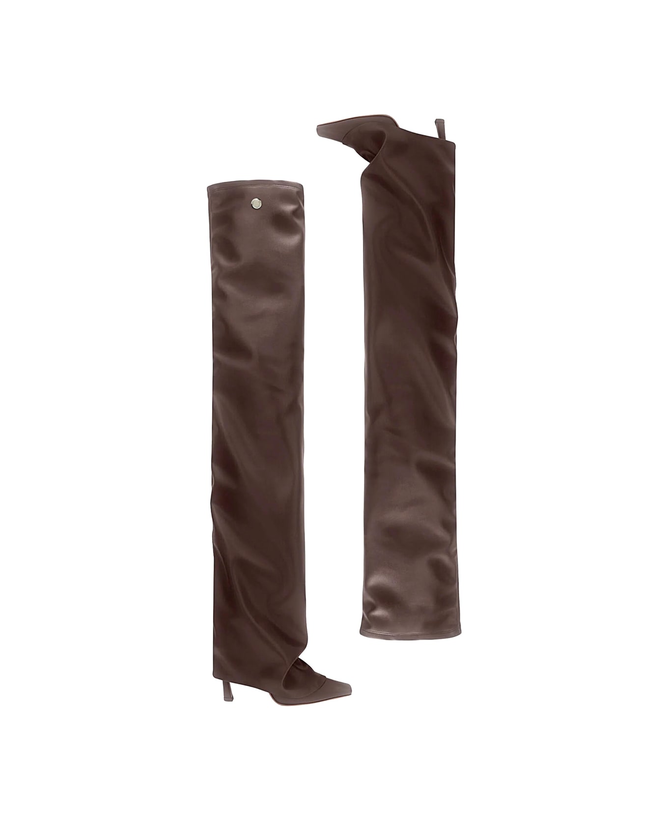 The Attico 'robin Okt' Brown Boots With High Stiletto Heel And Ruched Detail In Leather Woman - Brown