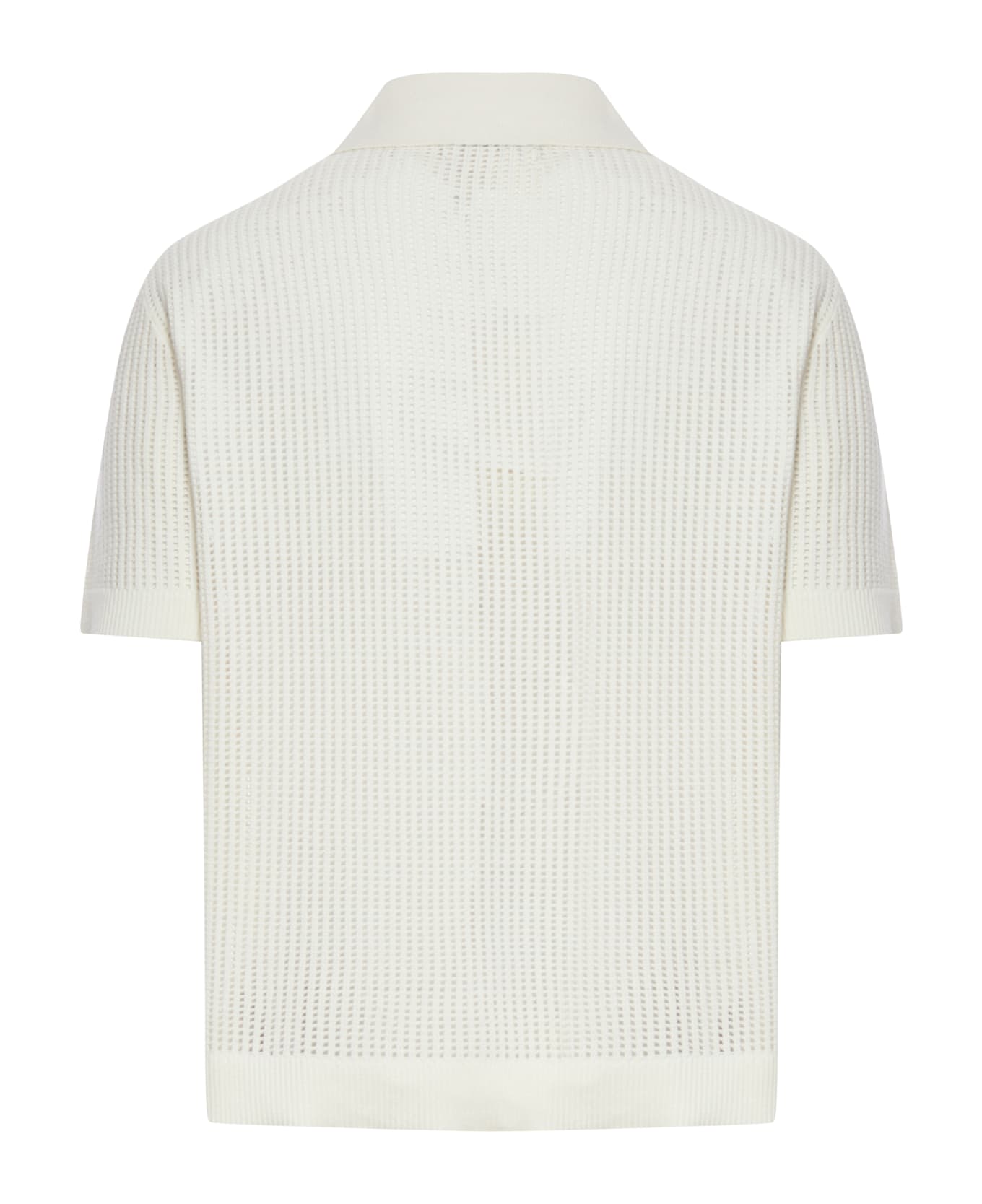 AMIRI Egyptian Cotton Perforated Polo - Nude & Neutrals