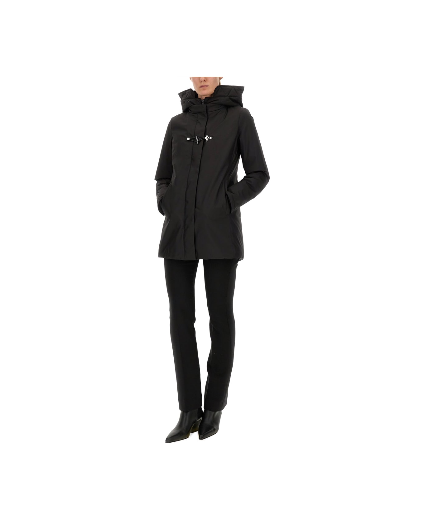 Fay Coat With Toggle - BLACK