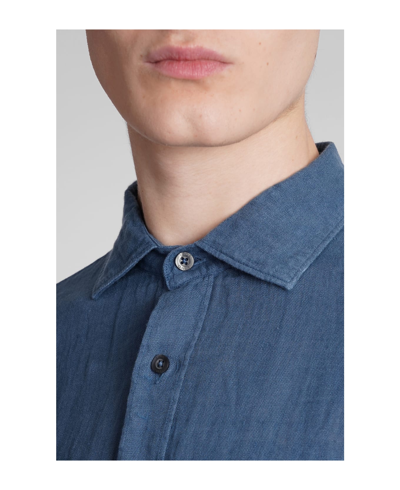 120% Lino Shirt In Blue Linen - blue
