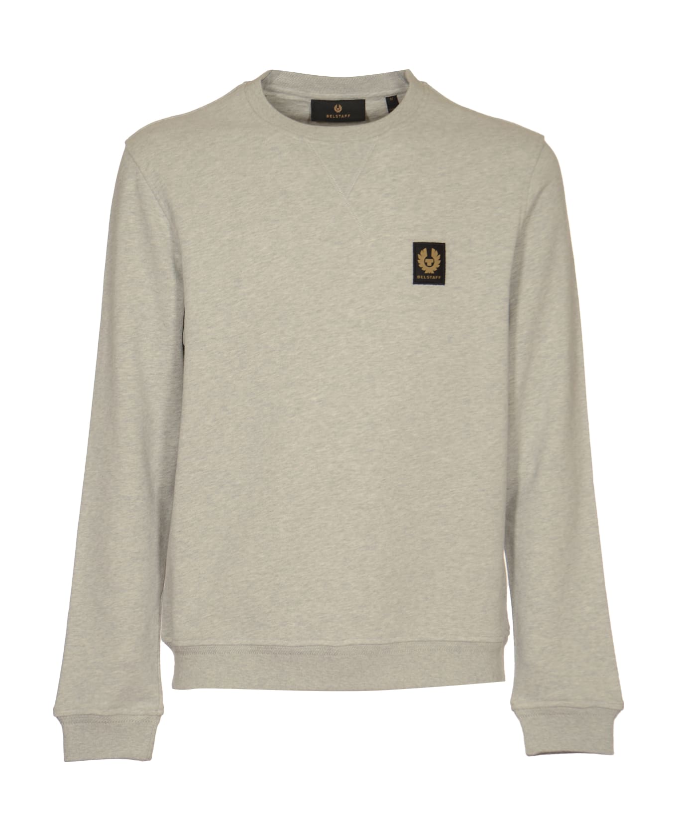 Belstaff Logo Patched Ribbed Sweatshirt - Old Silver Heather