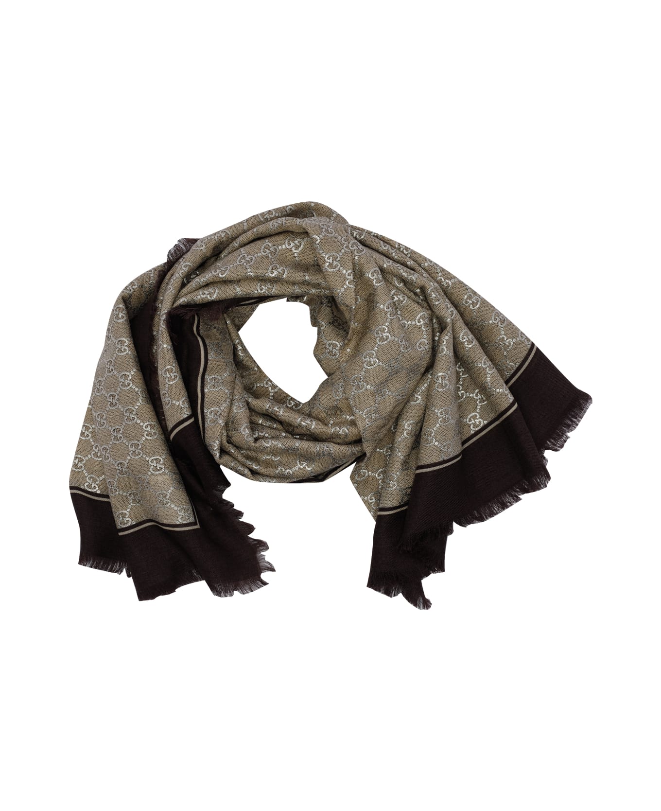 Gucci Gg Wool Shawl - Brown