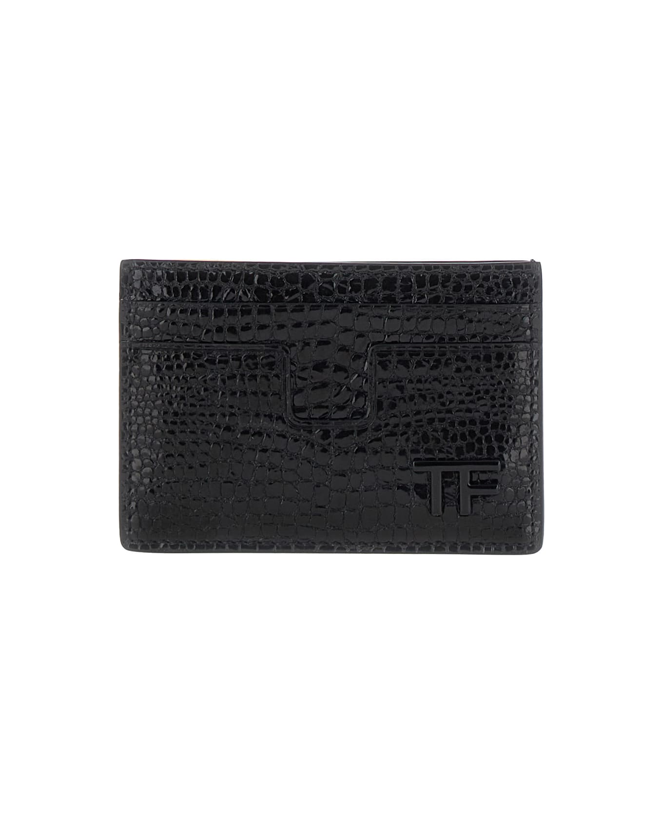 Tom Ford Black Leather Card Holder - BLACK