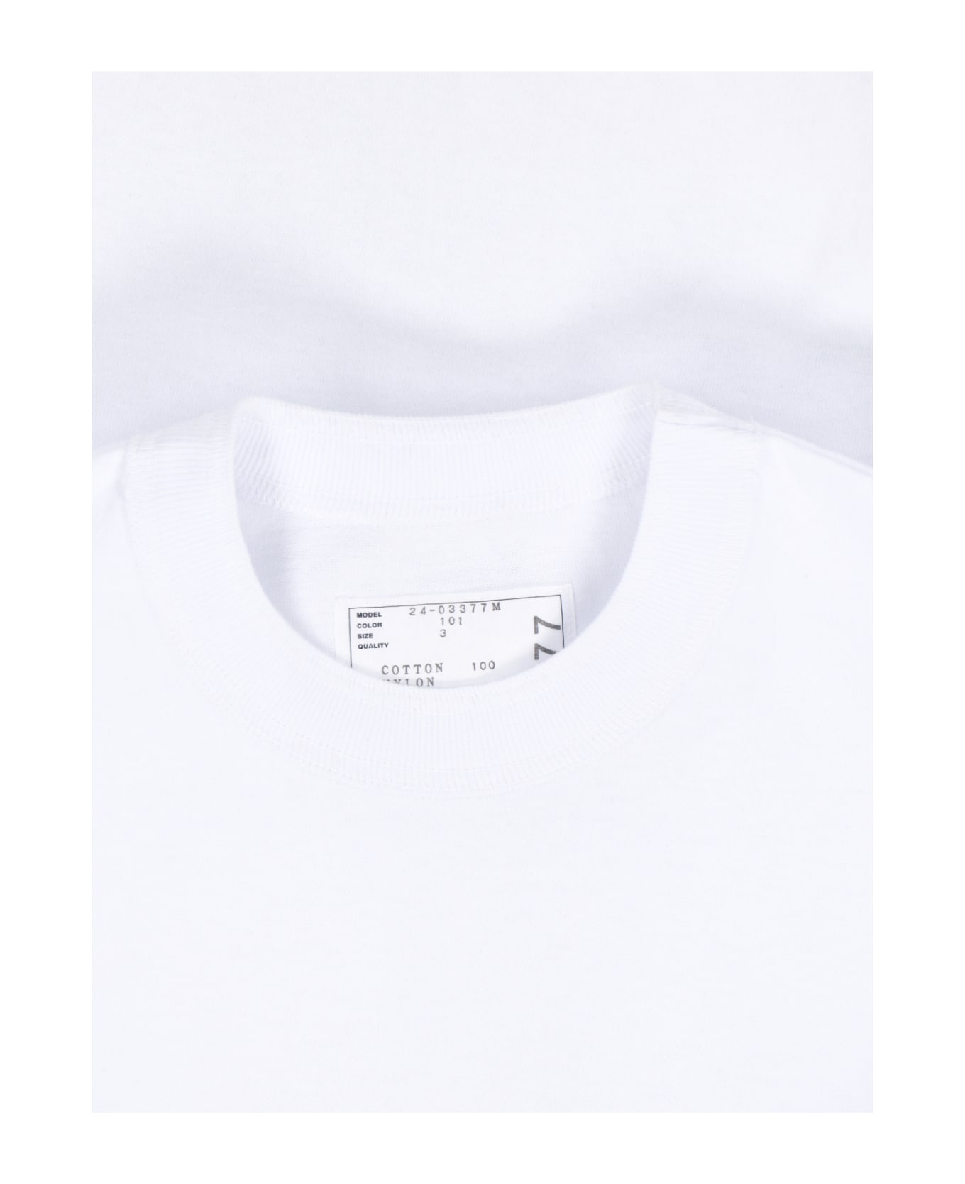 Sacai Zip Detail T-shirt - WHITE